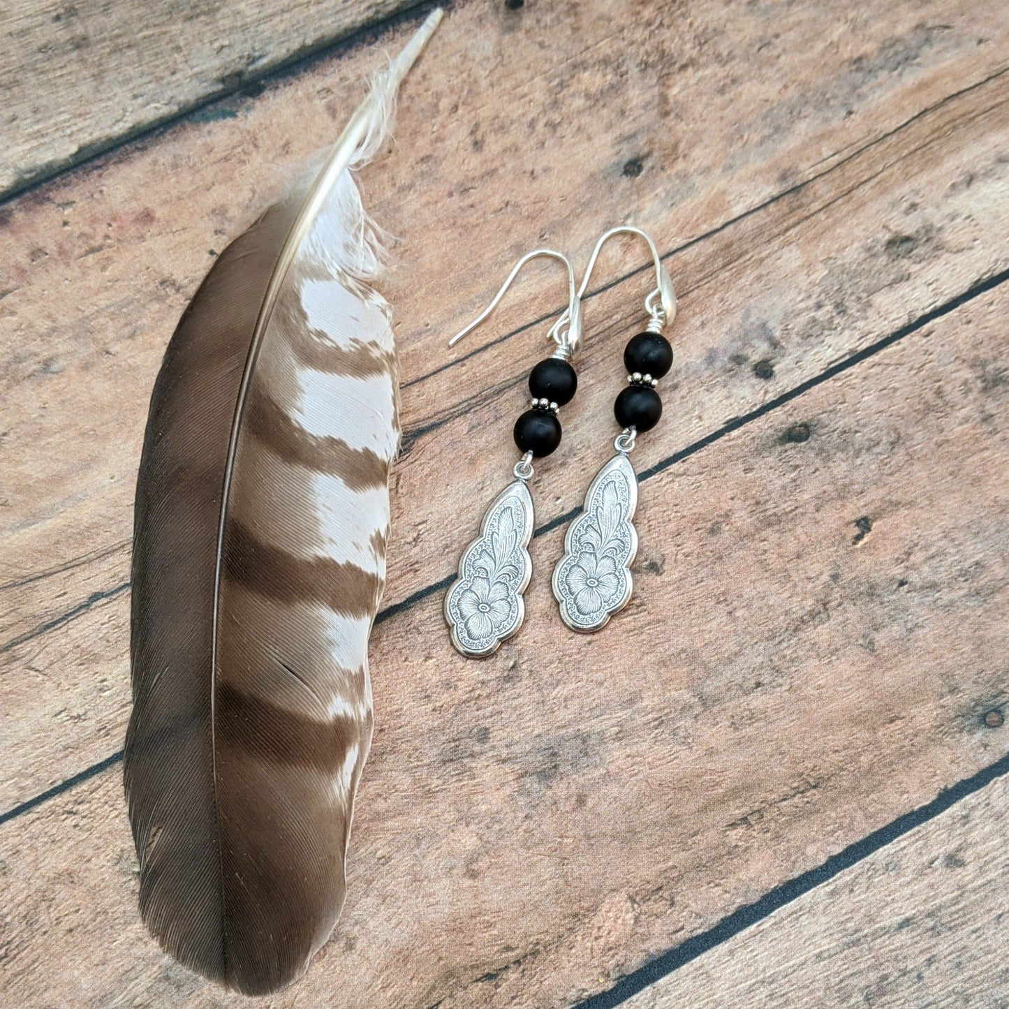 Bohemian earrings black and silver