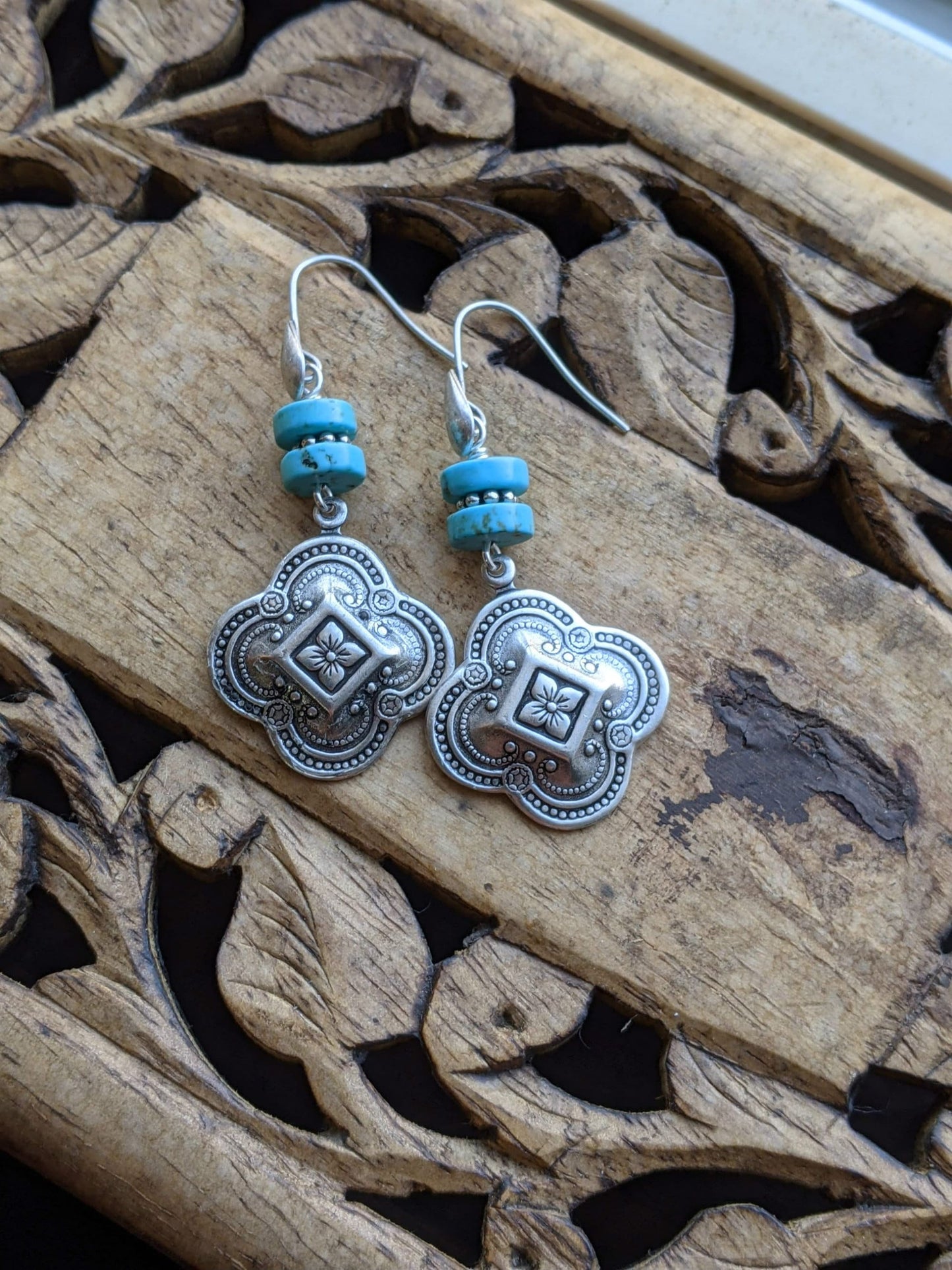Turquoise Earrings Quatrefoil