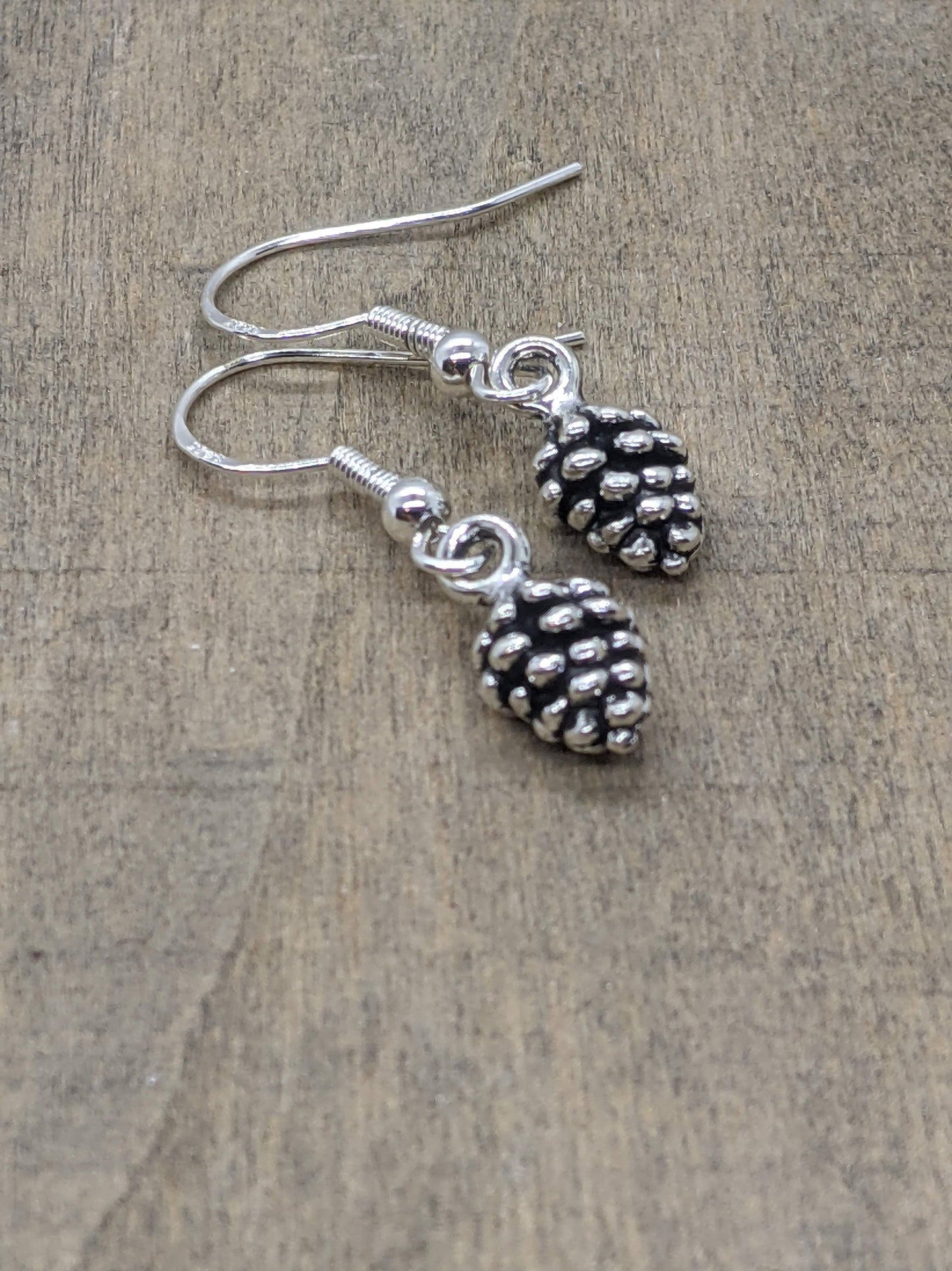 Pine Cone Earrings Silver