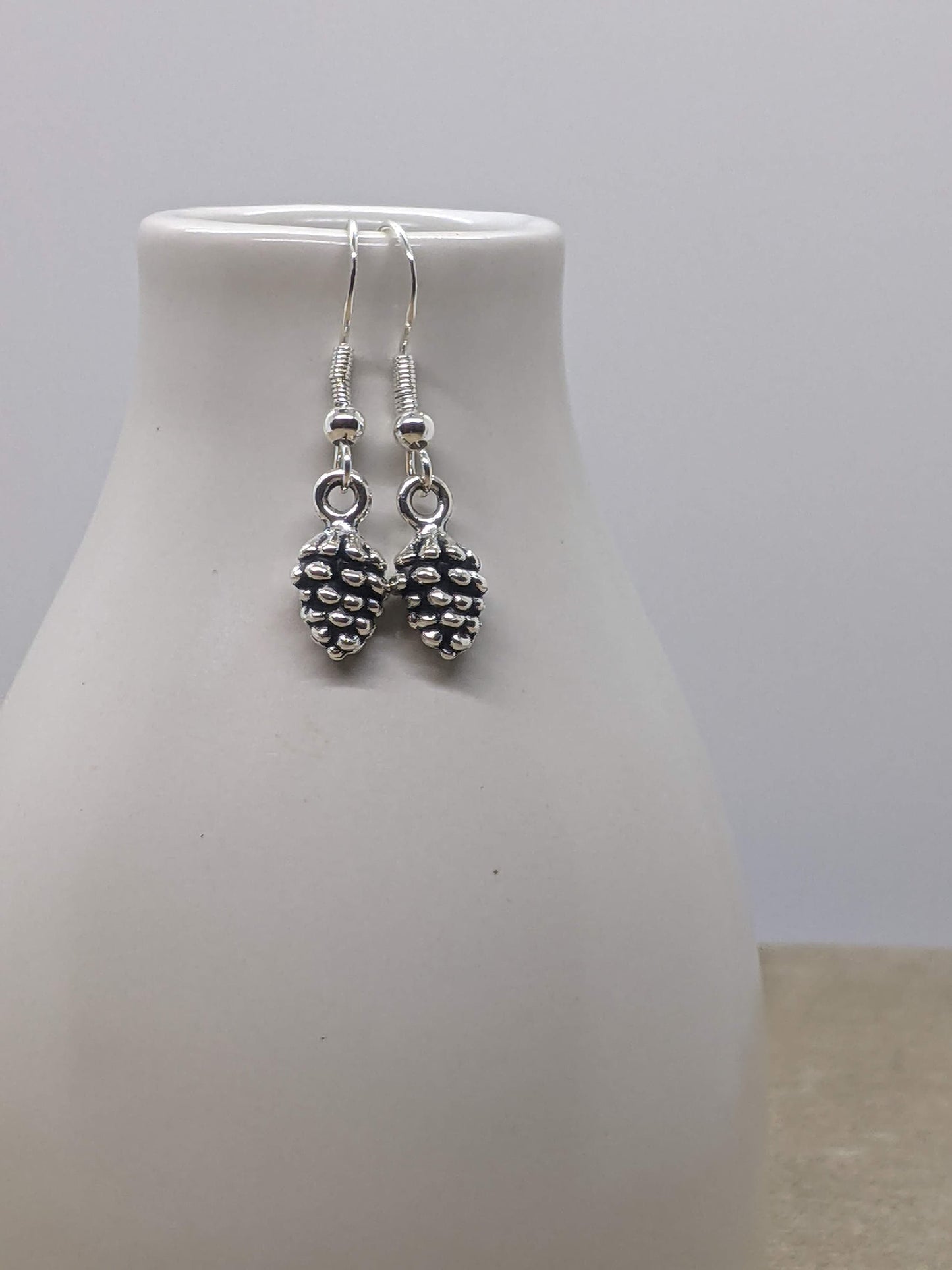 Pine Cone Earrings Silver