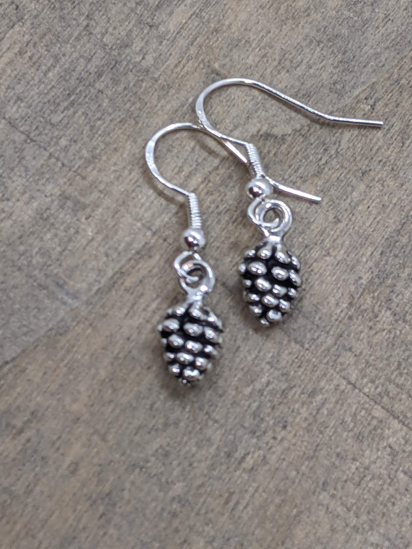 Pine Cone Earrings Silver