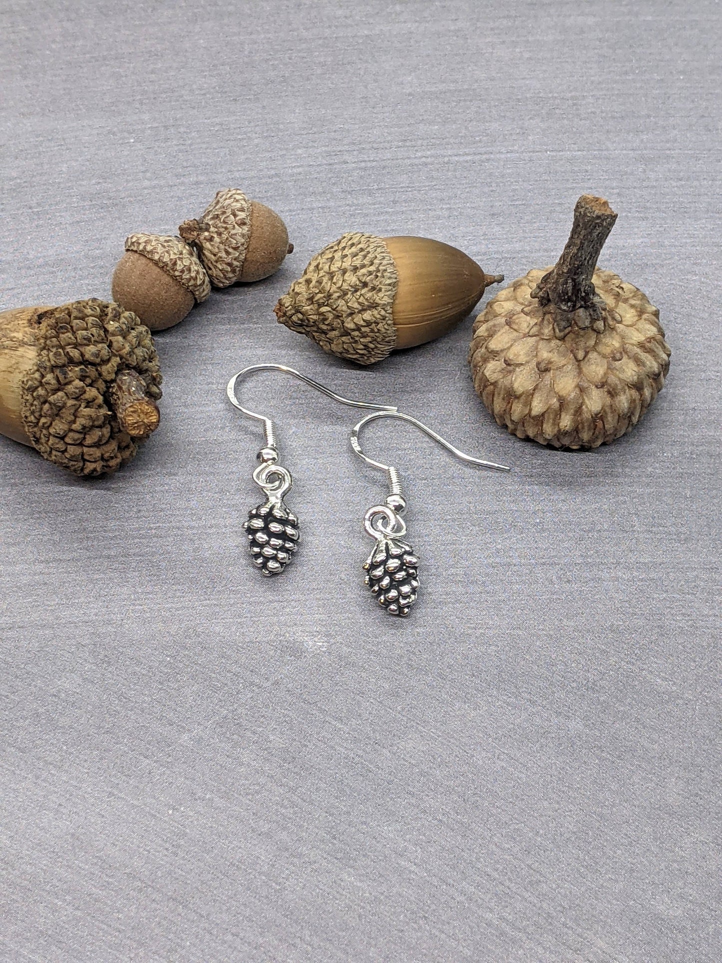 Pine Cone Earrings Silver