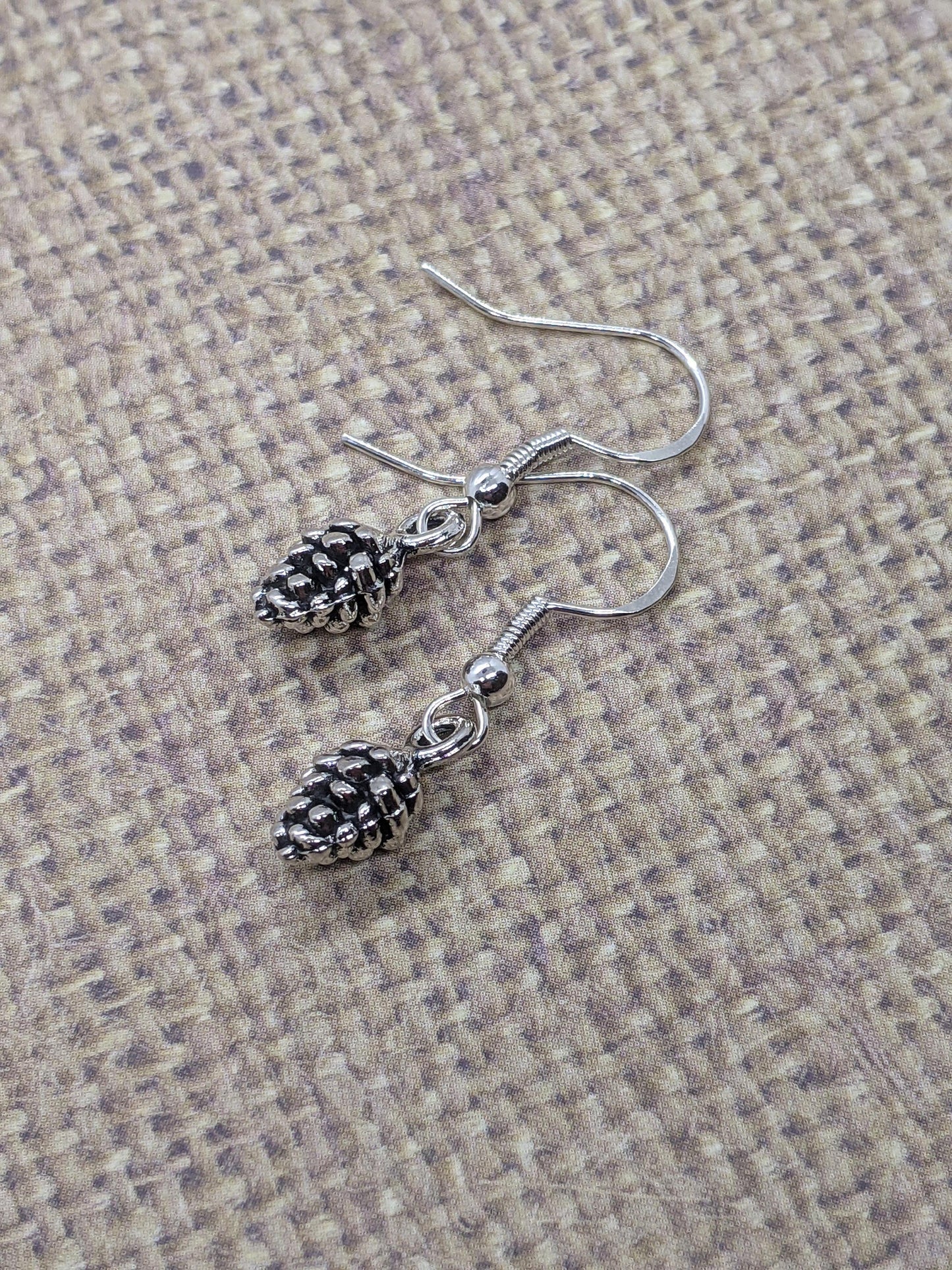 Pine Cone Earrings Silver
