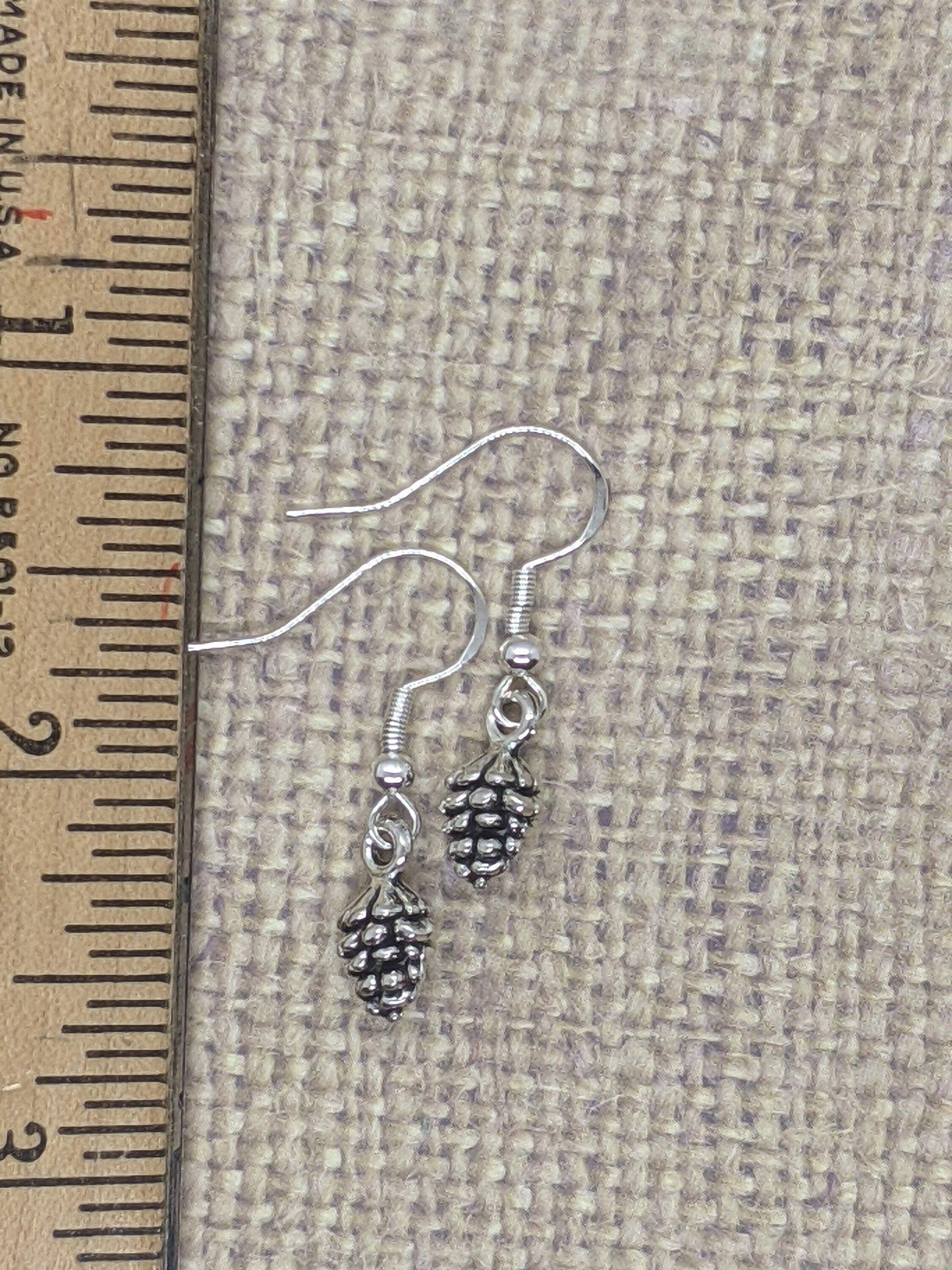 Pine Cone Earrings Silver