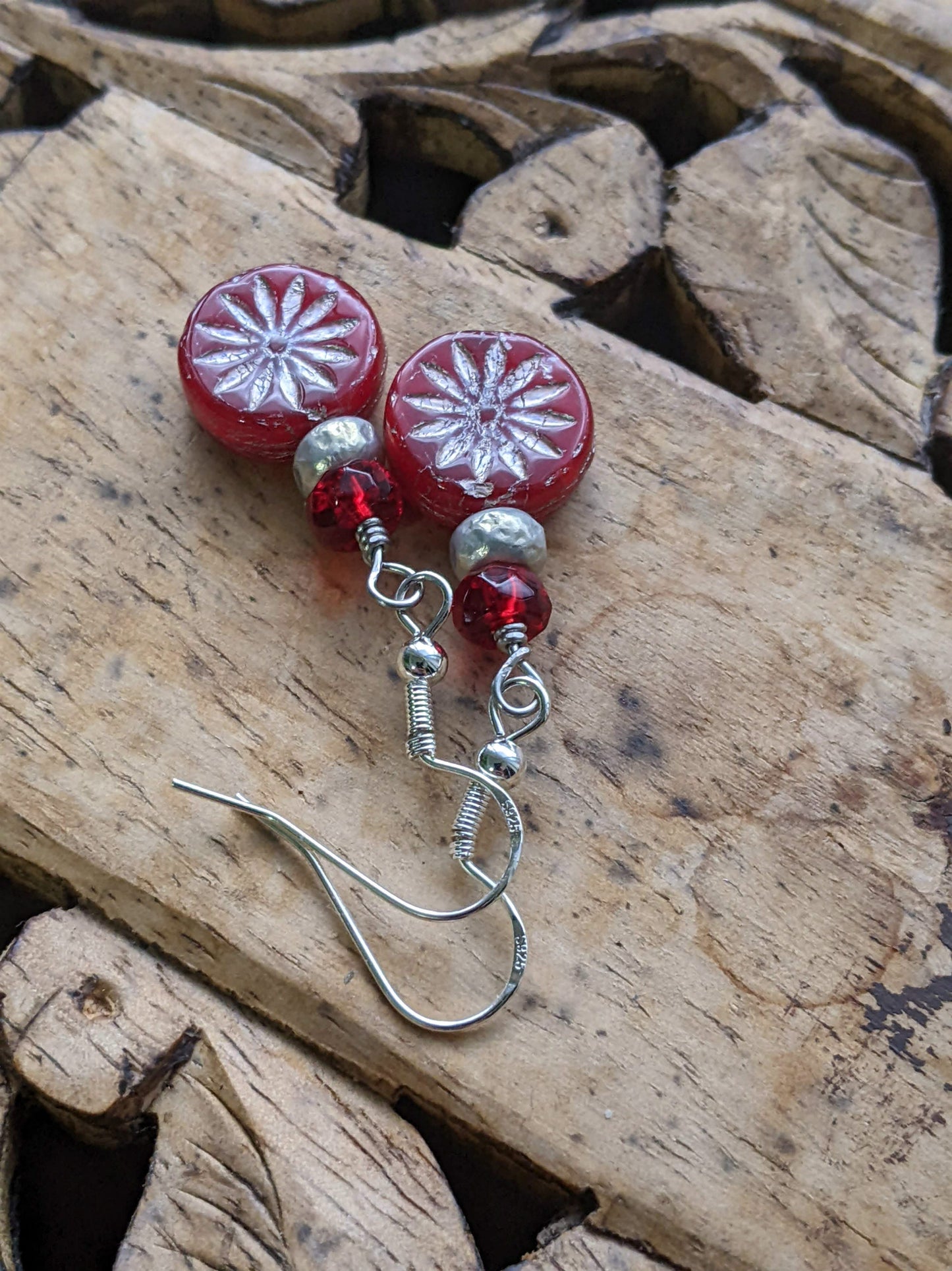 Red Flower Earrings