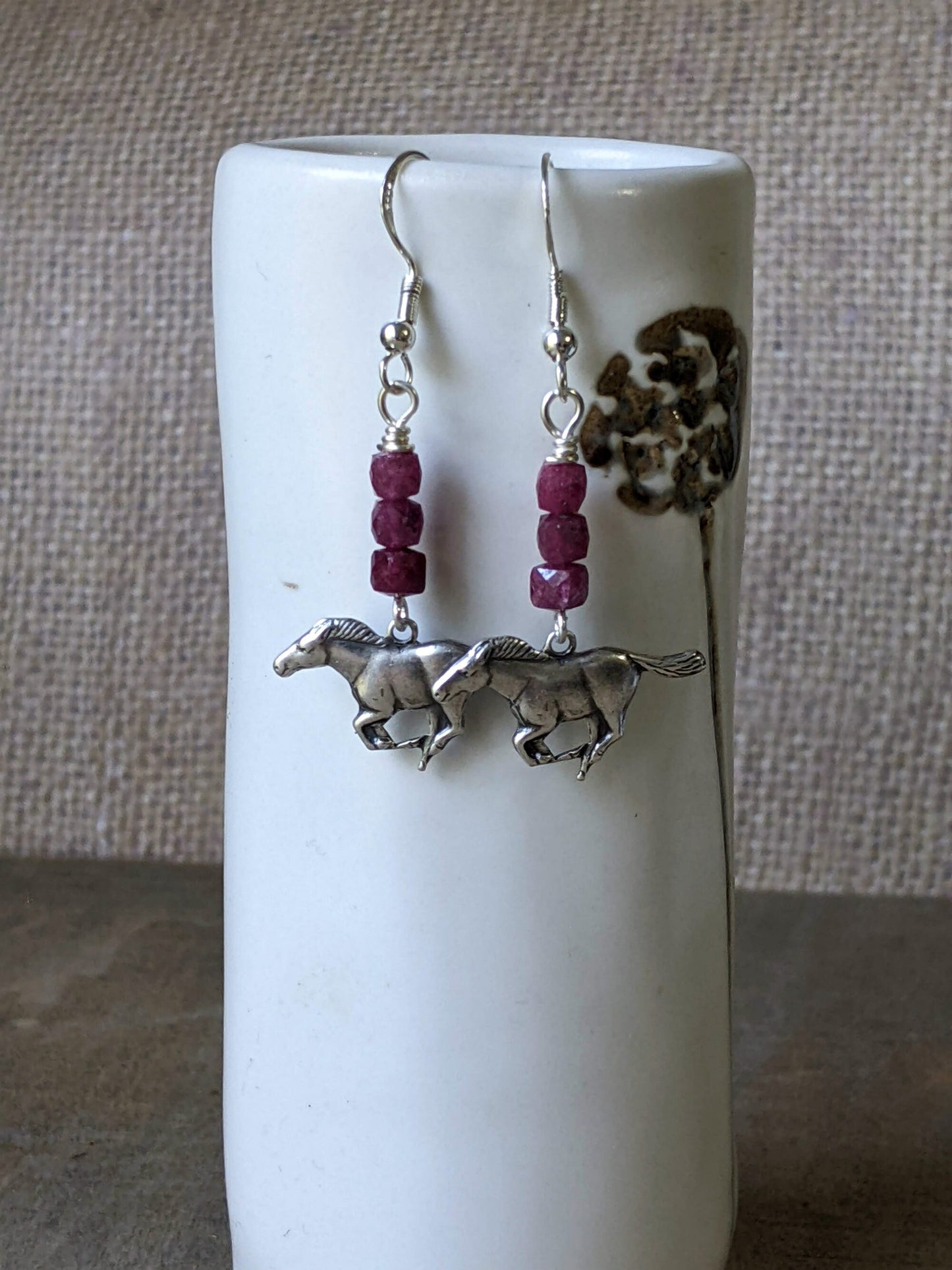 Horse Earrings Ruby