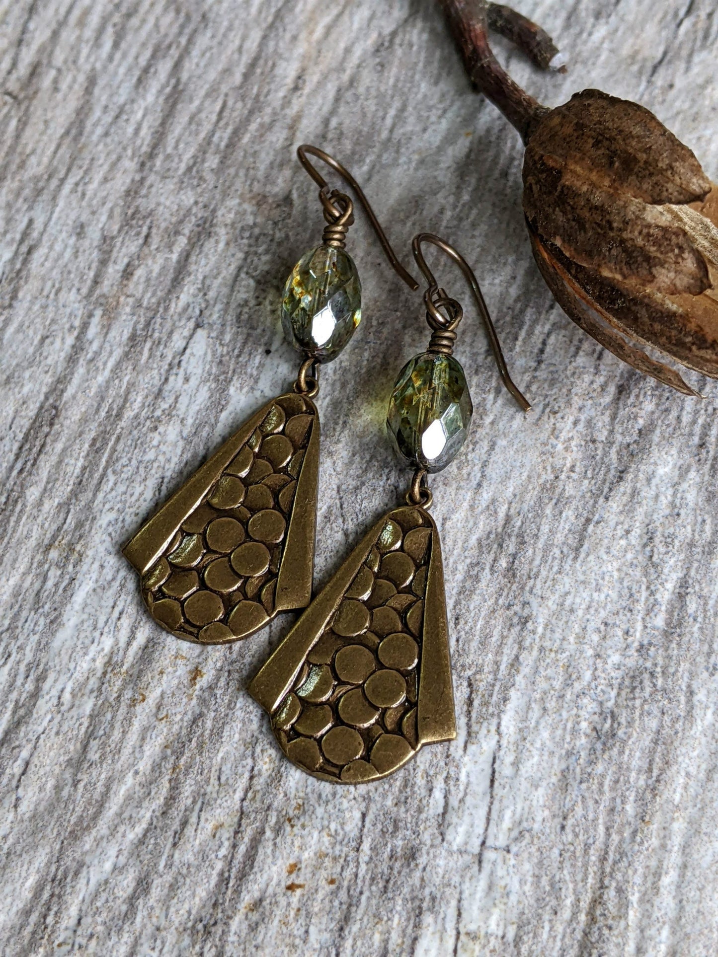 Green Glass Earrings