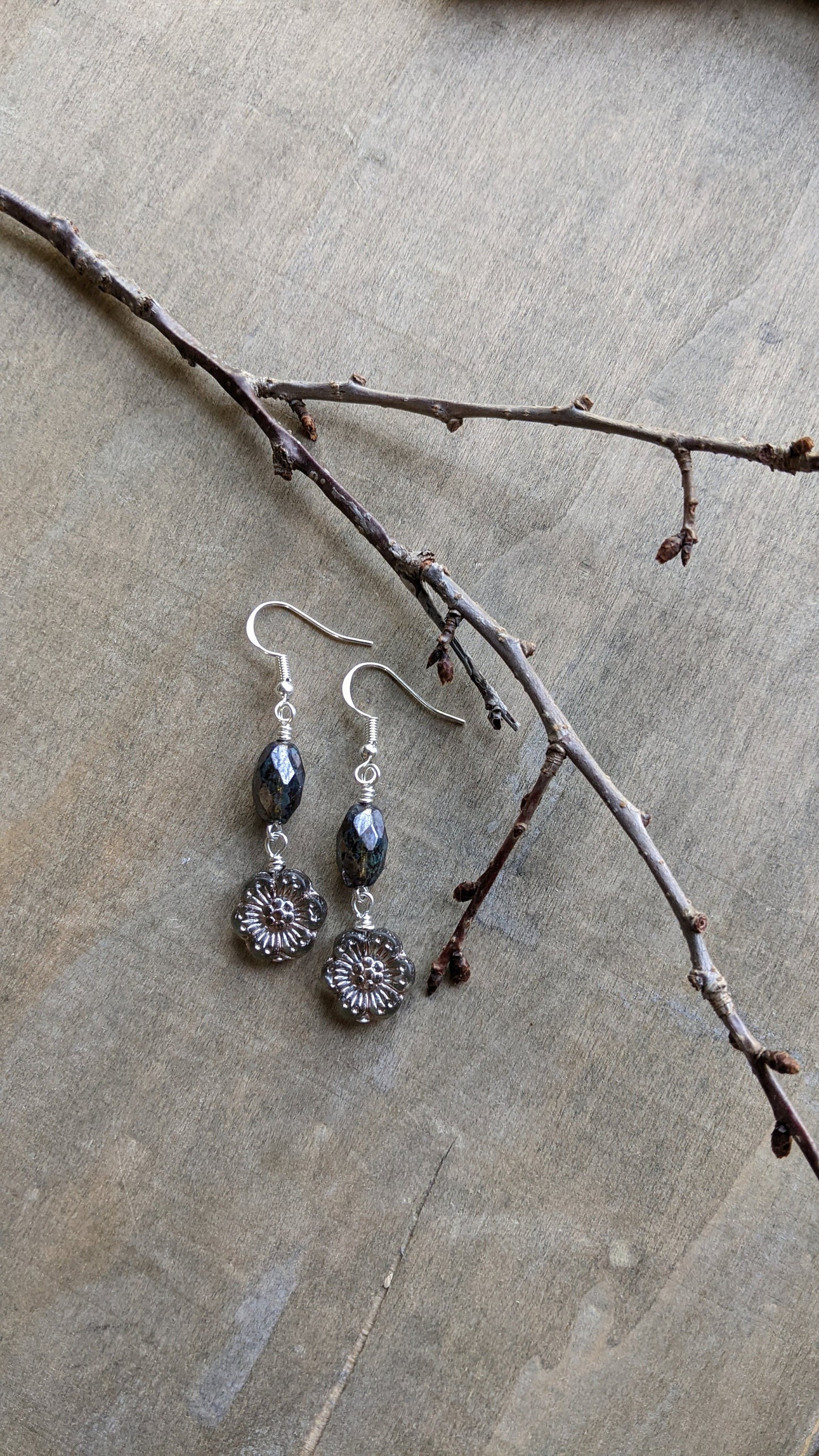Flower Earrings Blue