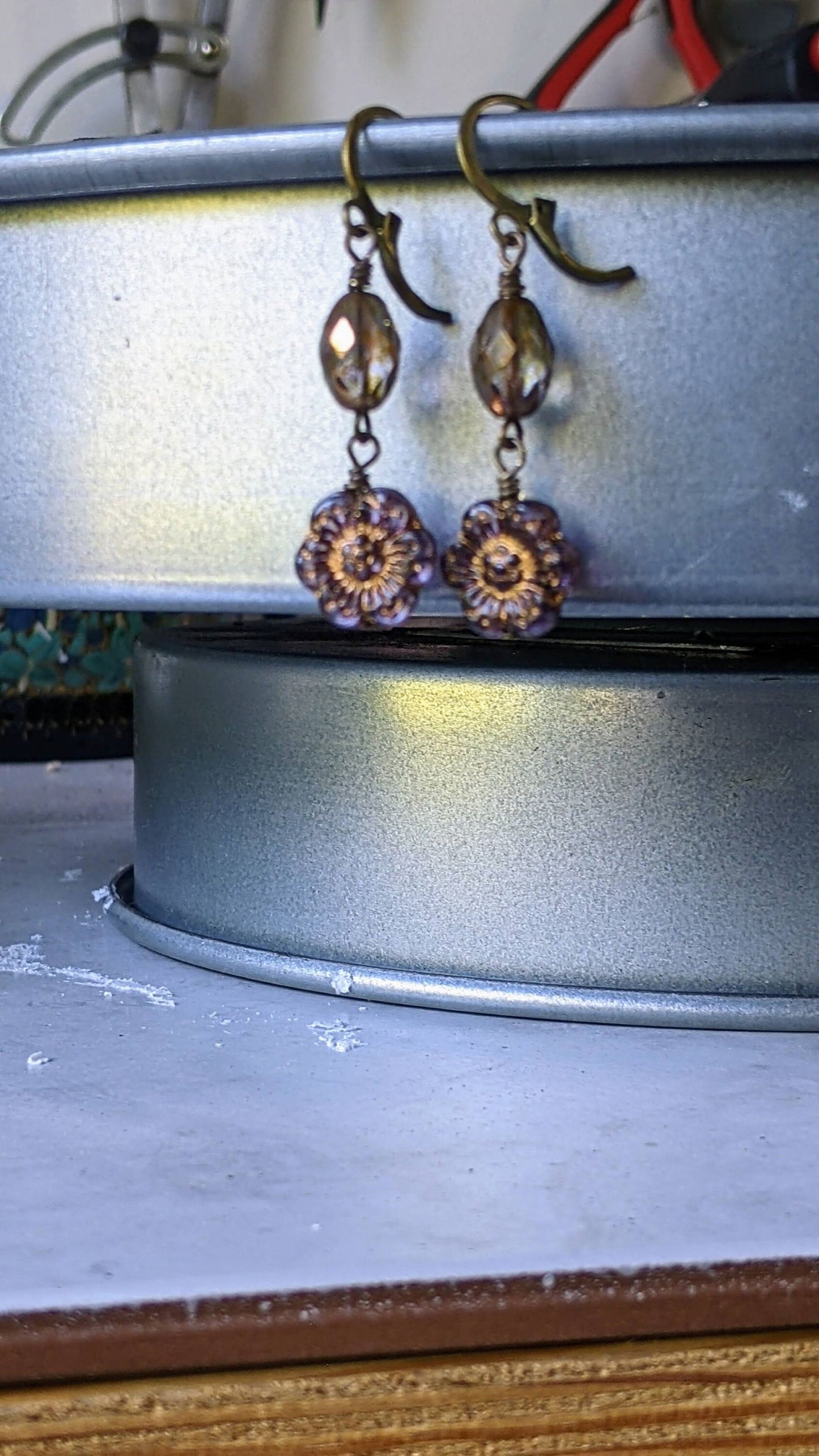 Flower Earrings Purple
