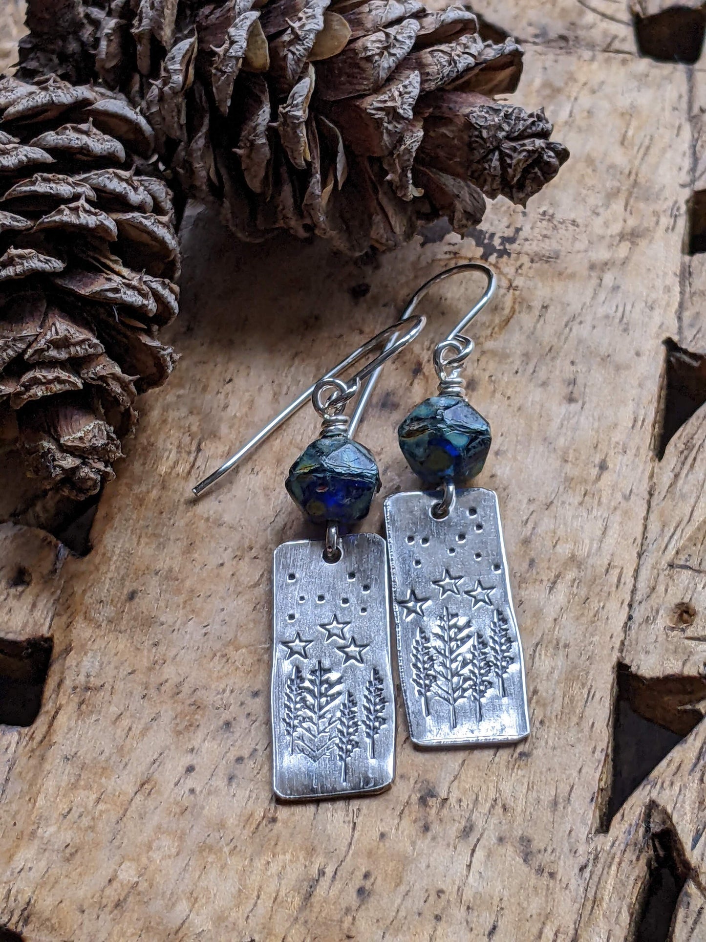 Handmade Sterling Silver Earrings Starry Night