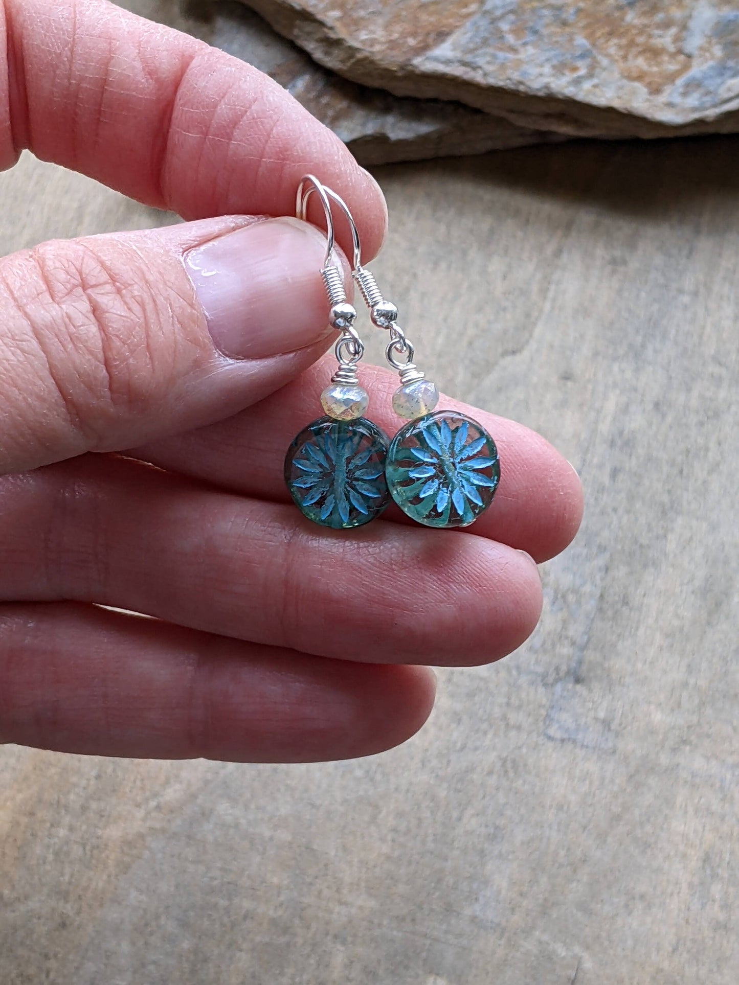 Simple Blue Flower Earrings