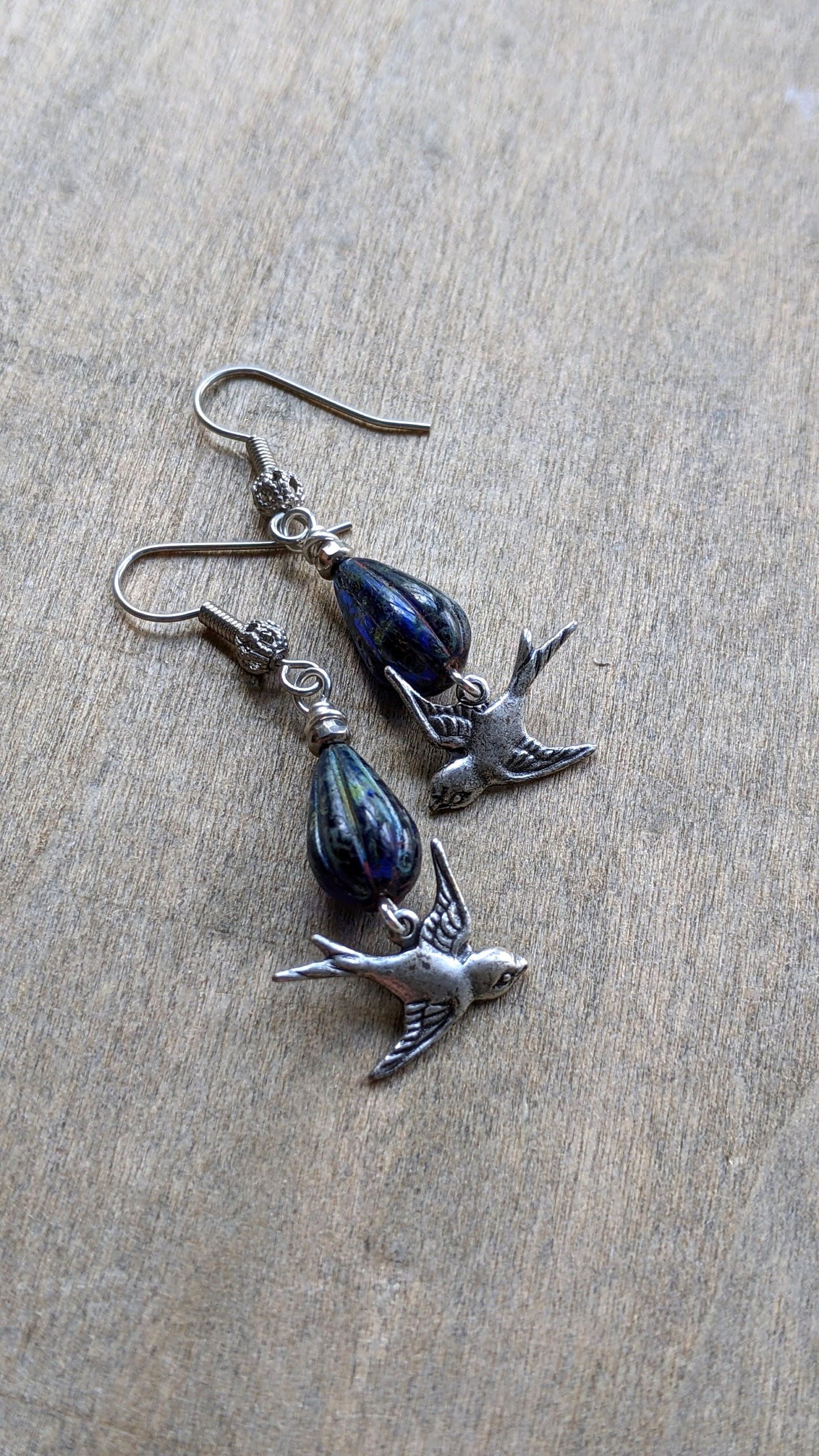 Bird Earrings Midnight Blue