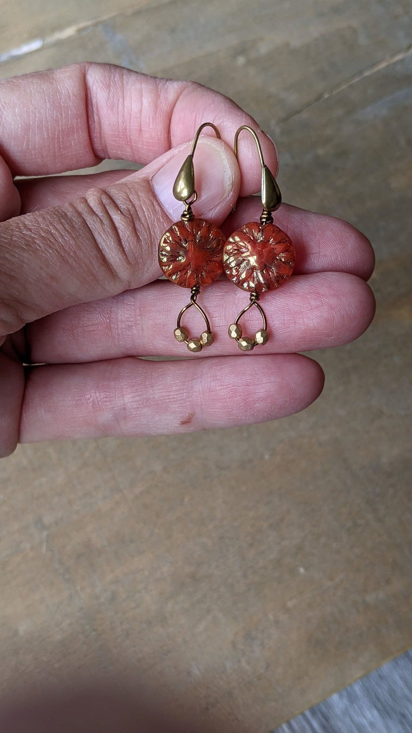Burnt orange beaded earrings