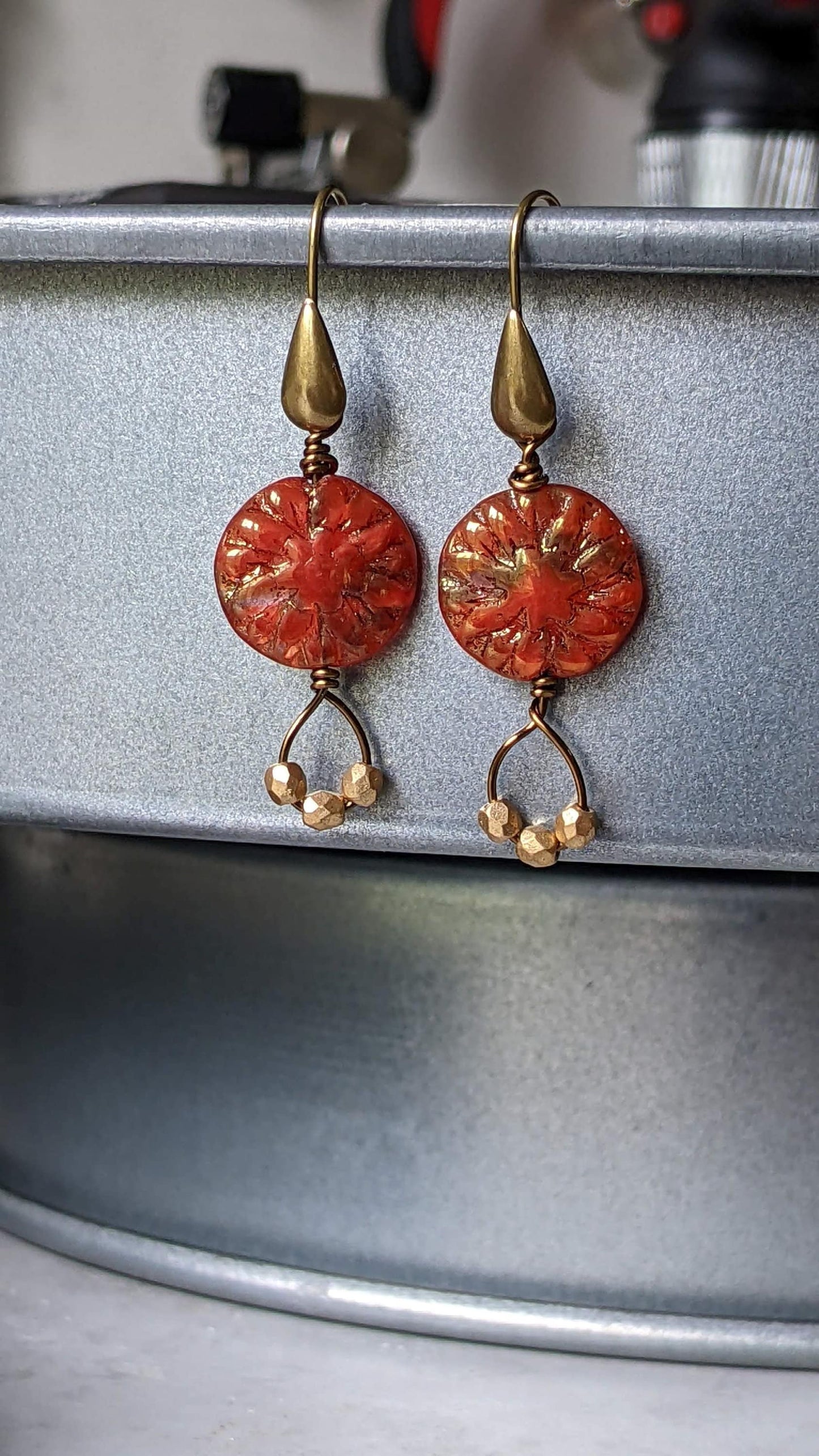 Burnt orange beaded earrings