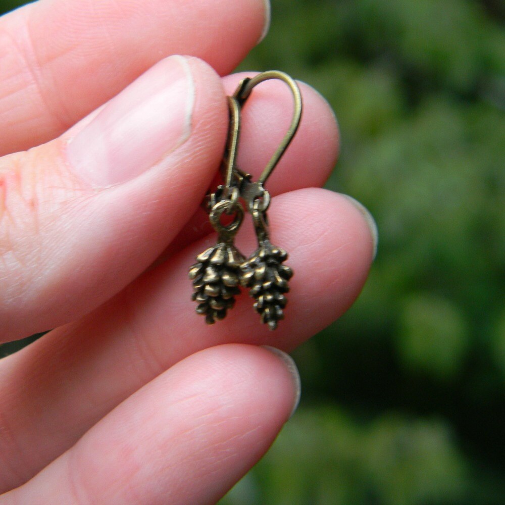 Pine Cone Earrings Brass