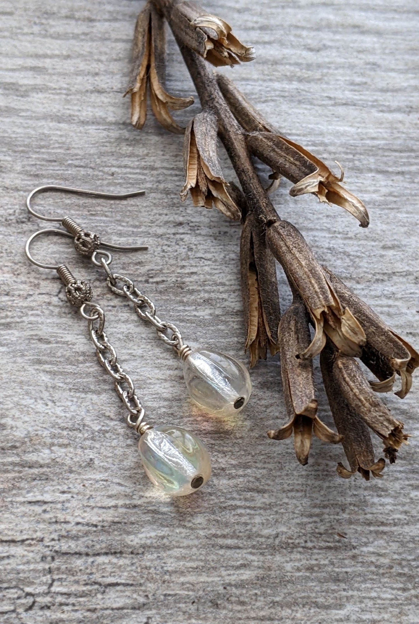 Frosted Glass Drop Earrings