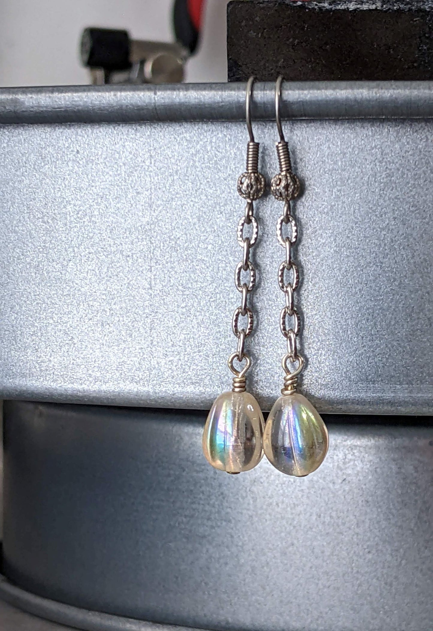 Frosted Glass Drop Earrings