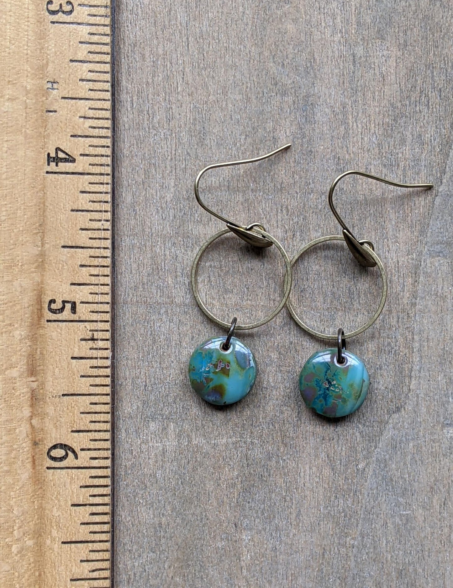 Geometric Earrings Glass and Brass