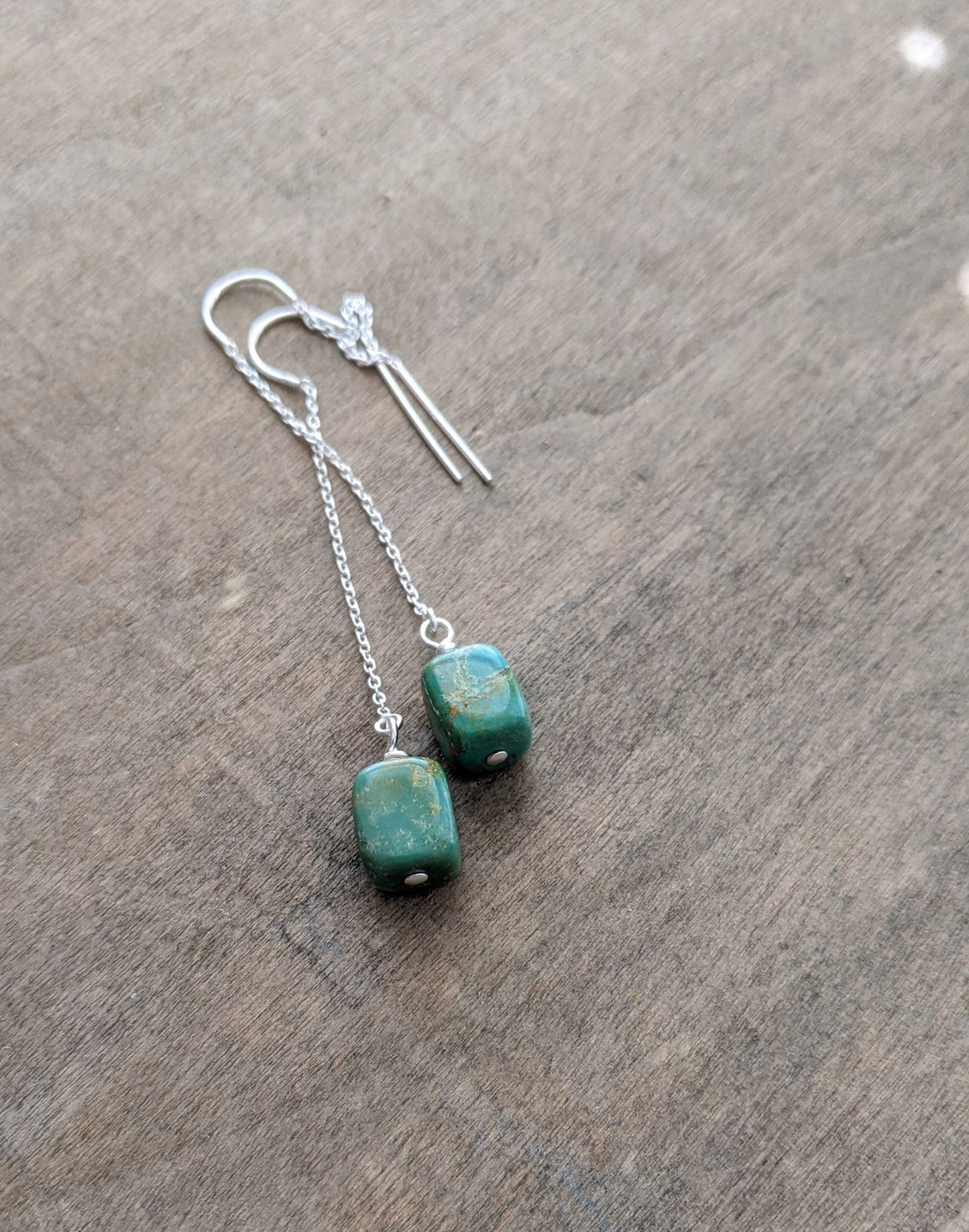 Turquoise Nugget Ear Threaders