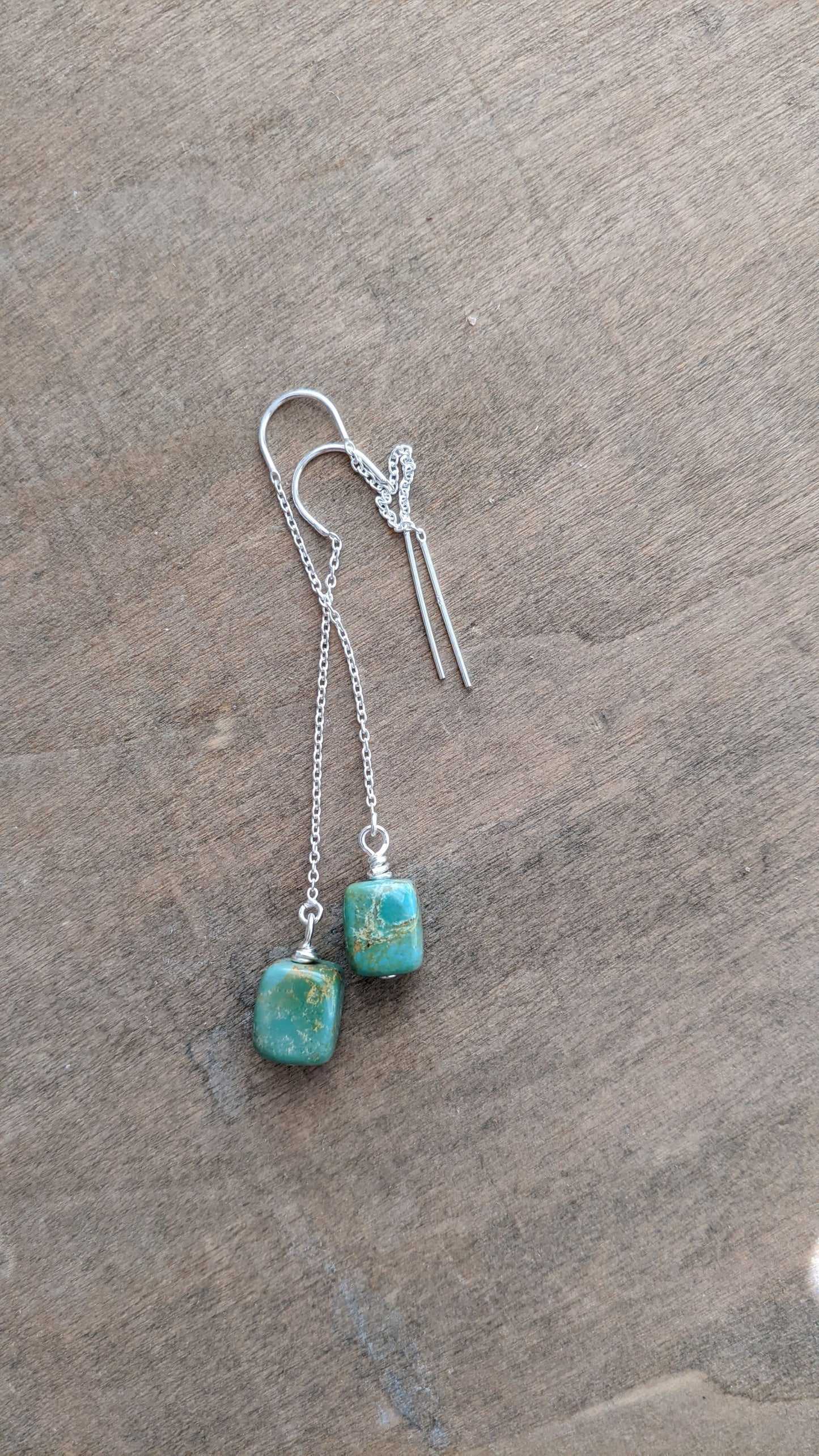 Turquoise Nugget Ear Threaders #1