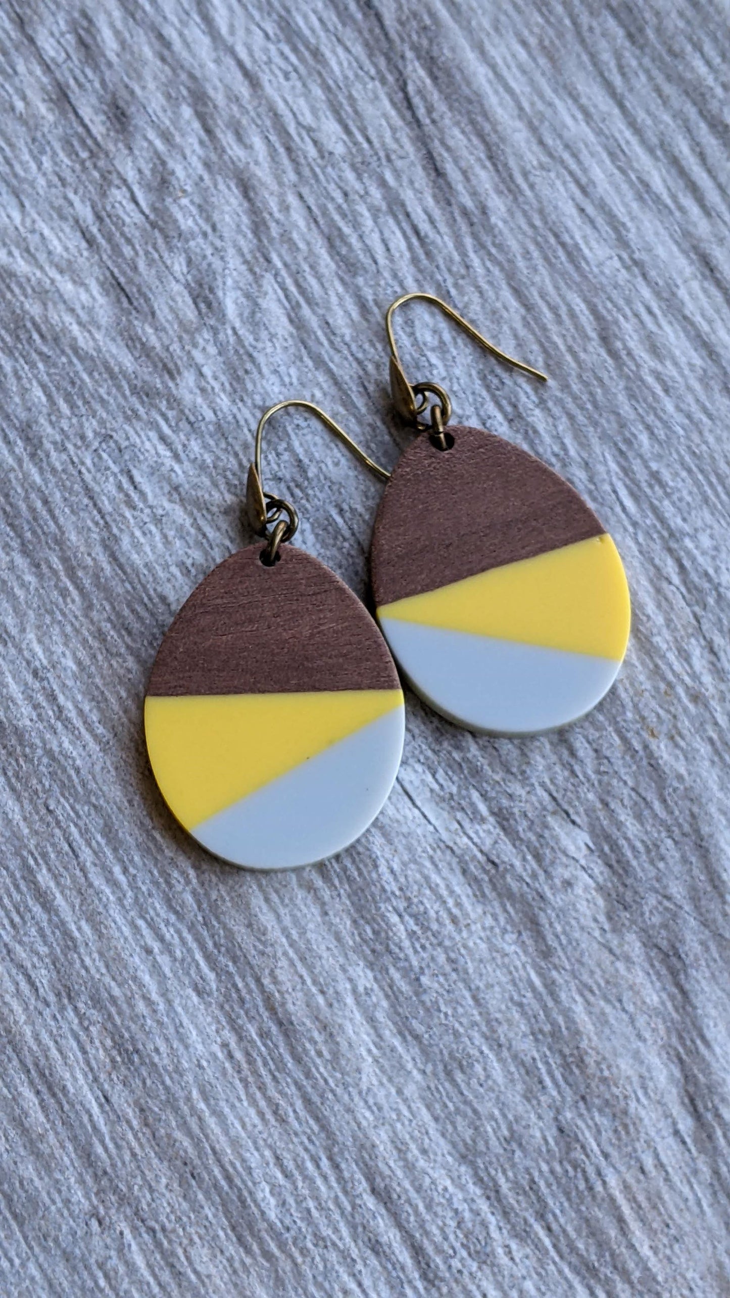 Color Block Earrings Resin and Walnut Wood