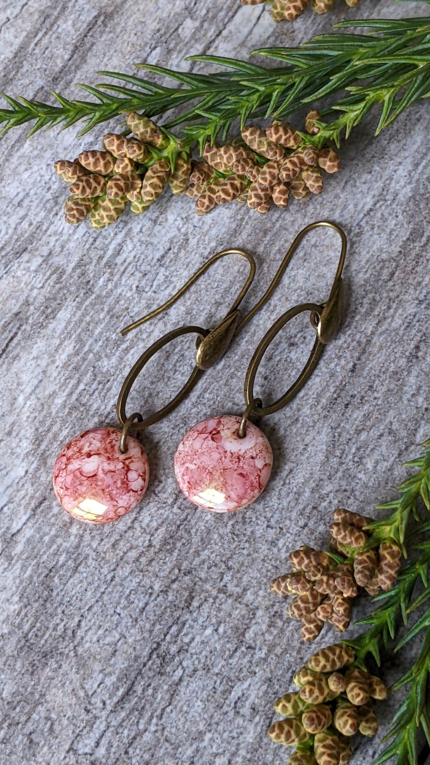Simple Glass Earrings ~ Raspberry Cream