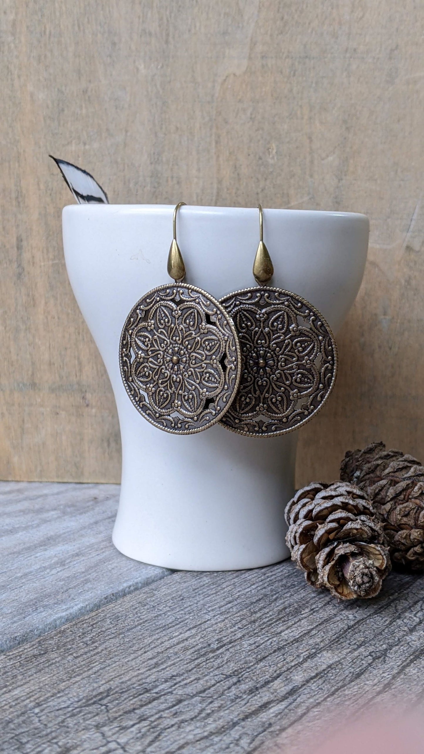 Old Soul Mandala Style Brass Earrings