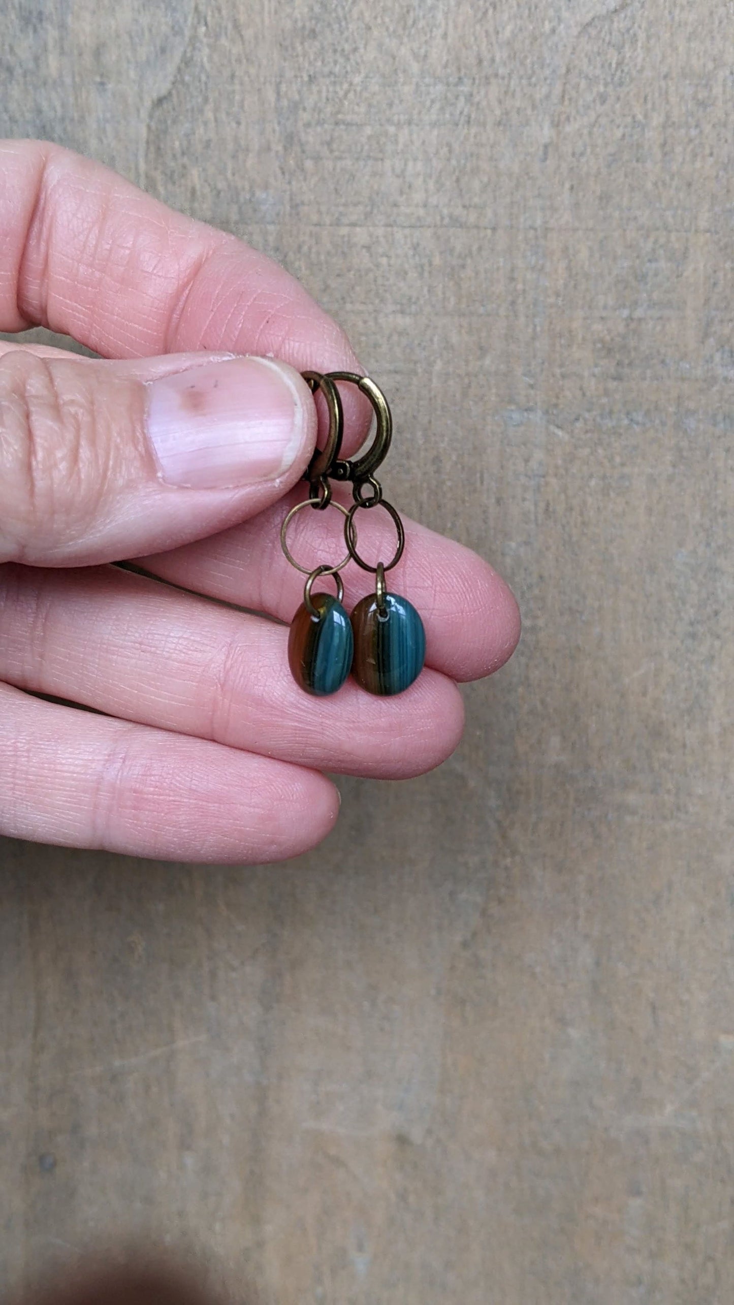 Simple Glass Earrings ~ Buckskin and Blue