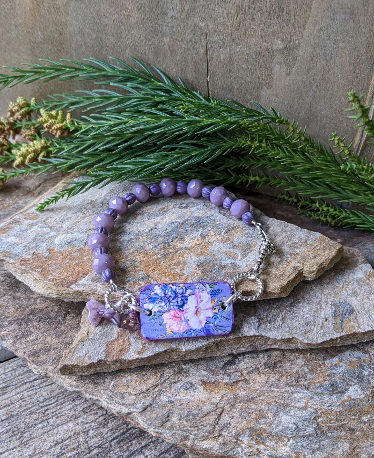 Beaded Bracelet Summer Garden Lilacs