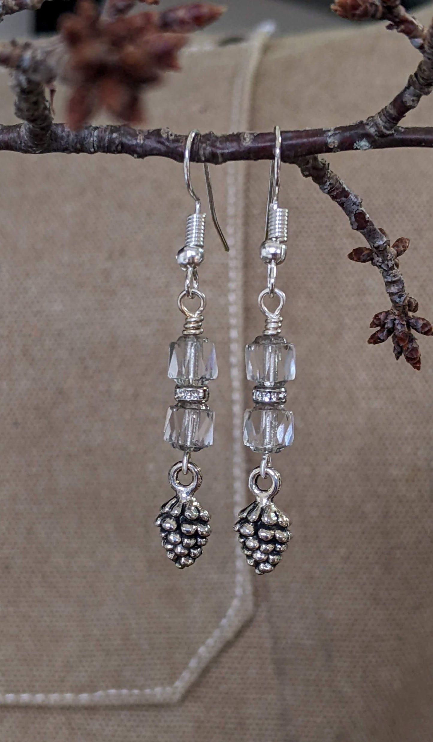 Pinecone Earrings Snowy Morning