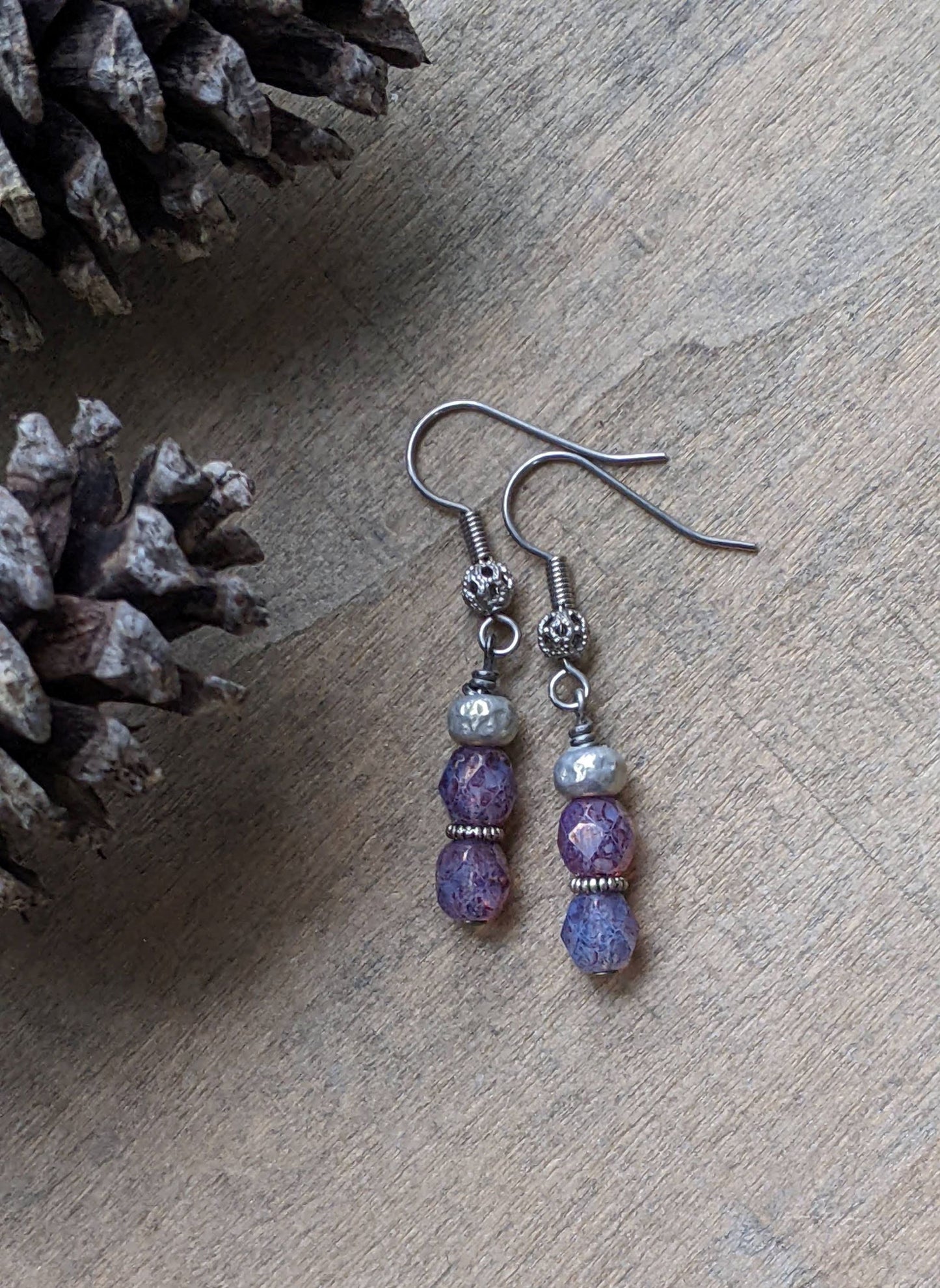Delicate Purple Glass Earrings