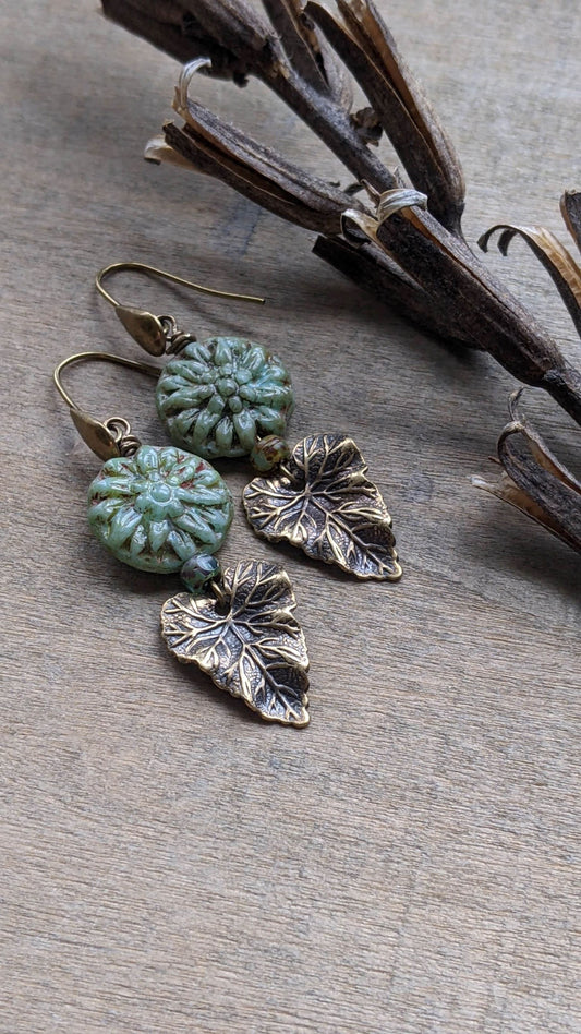 Spring Green Leaf Earrings ~ Forest Floor