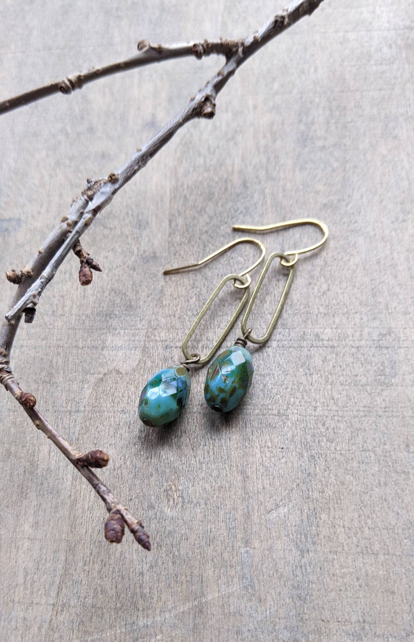 Spring Green Paperclip Chain Link Earrings