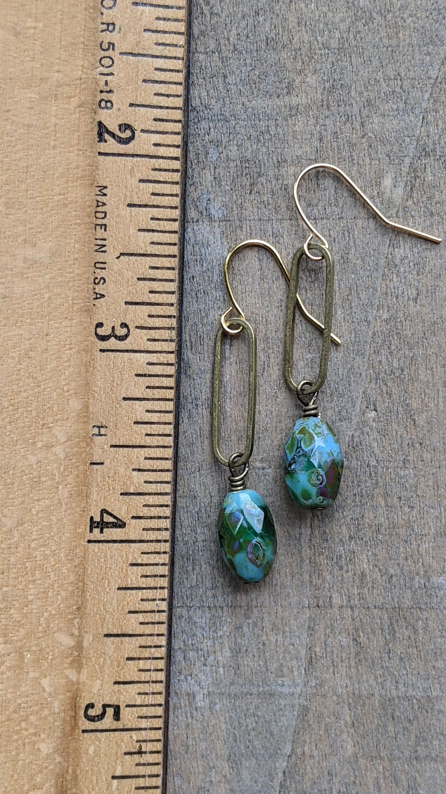 Spring Green Paperclip Chain Link Earrings