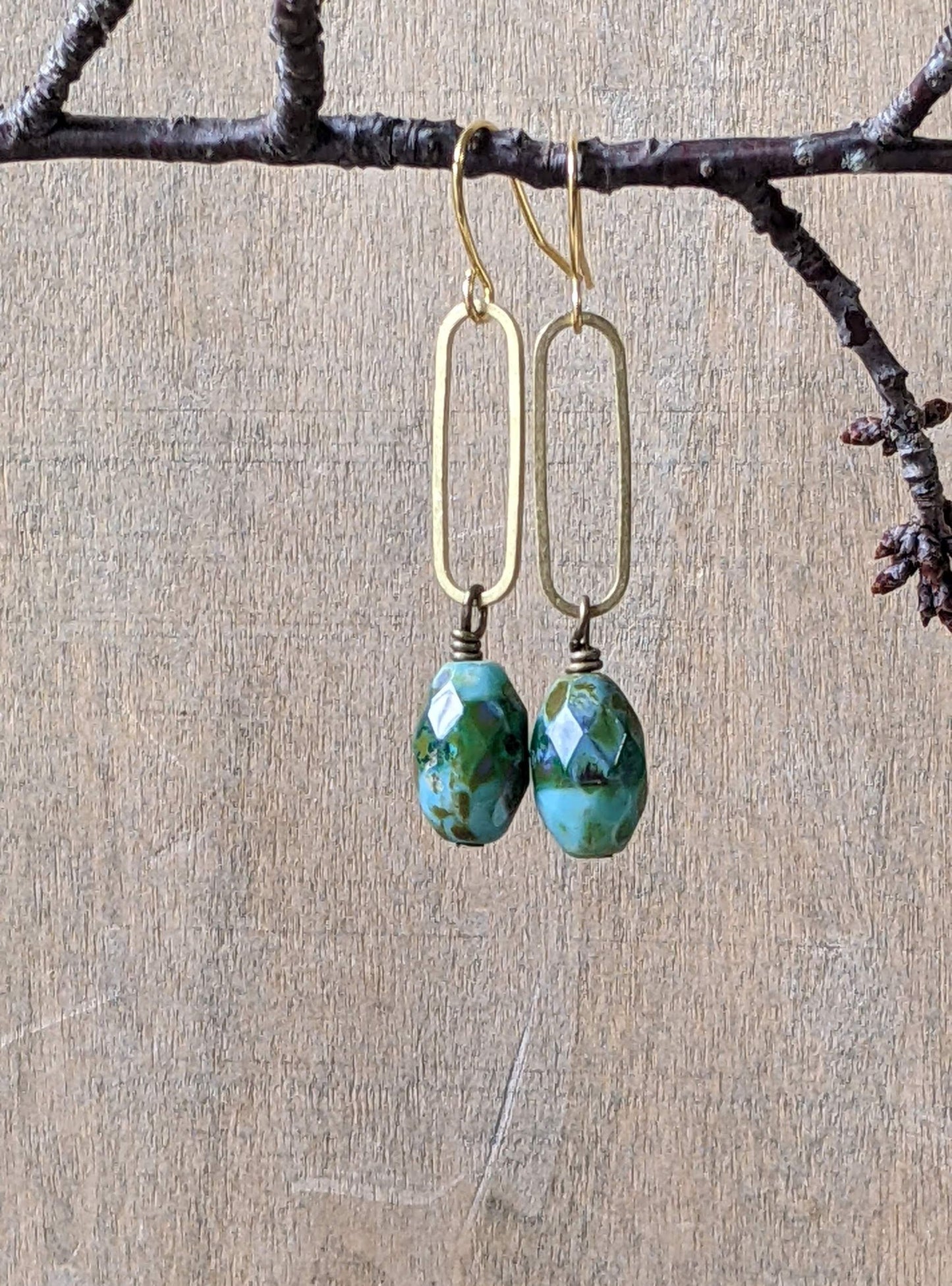 Spring Green Paperclip Chain Link Earrings