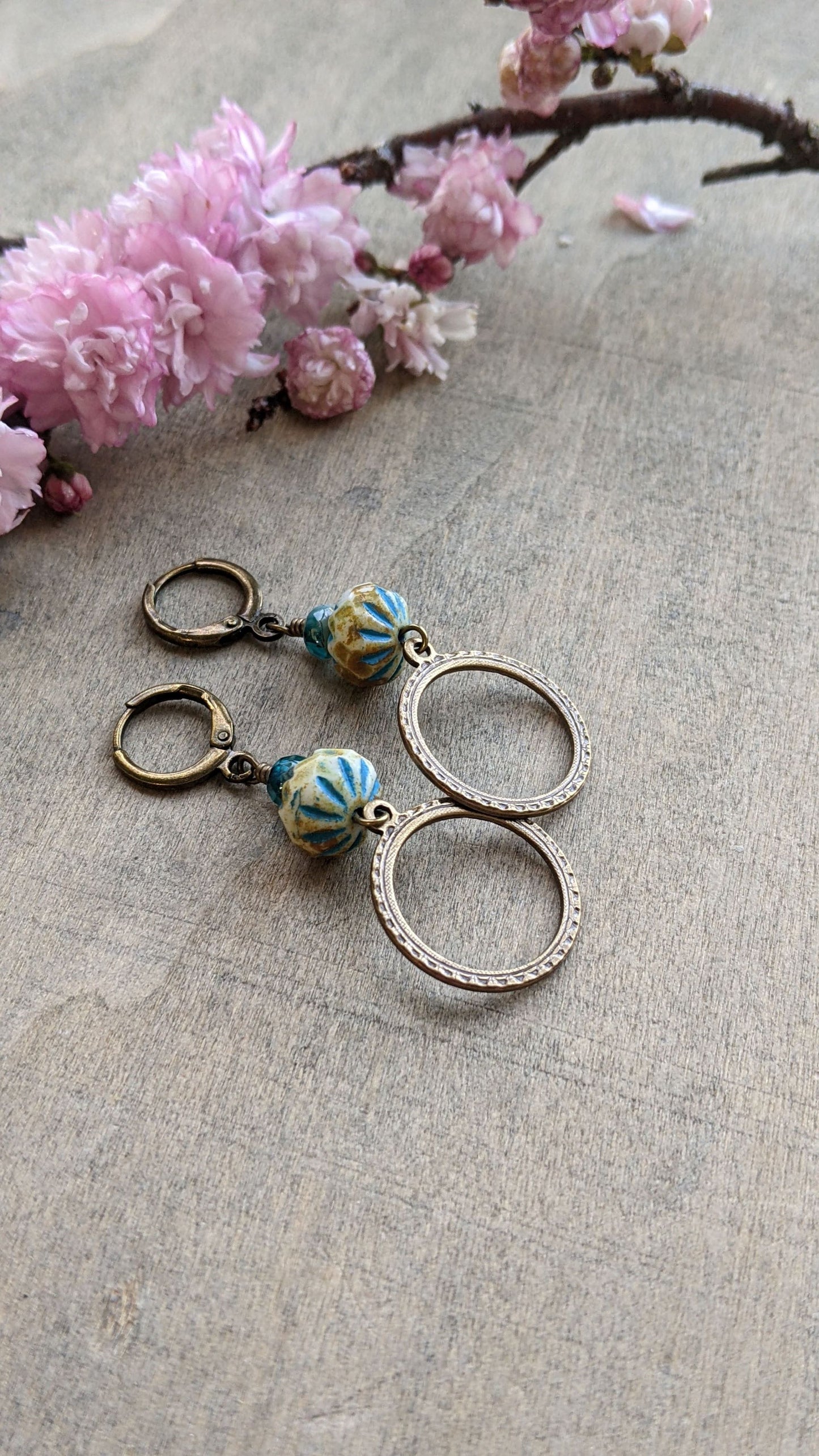 Sunny Skies  Glass and Brass Earrings