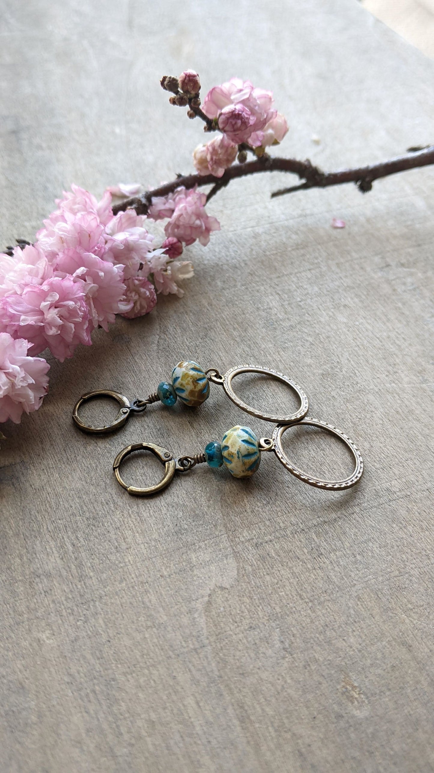 Sunny Skies  Glass and Brass Earrings