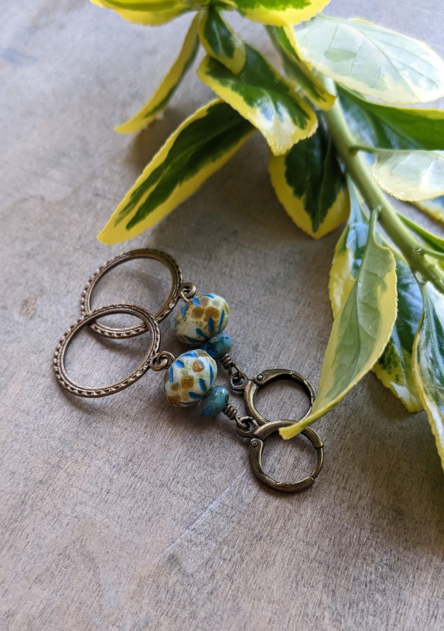 Sunny Skies  Glass and Brass Earrings