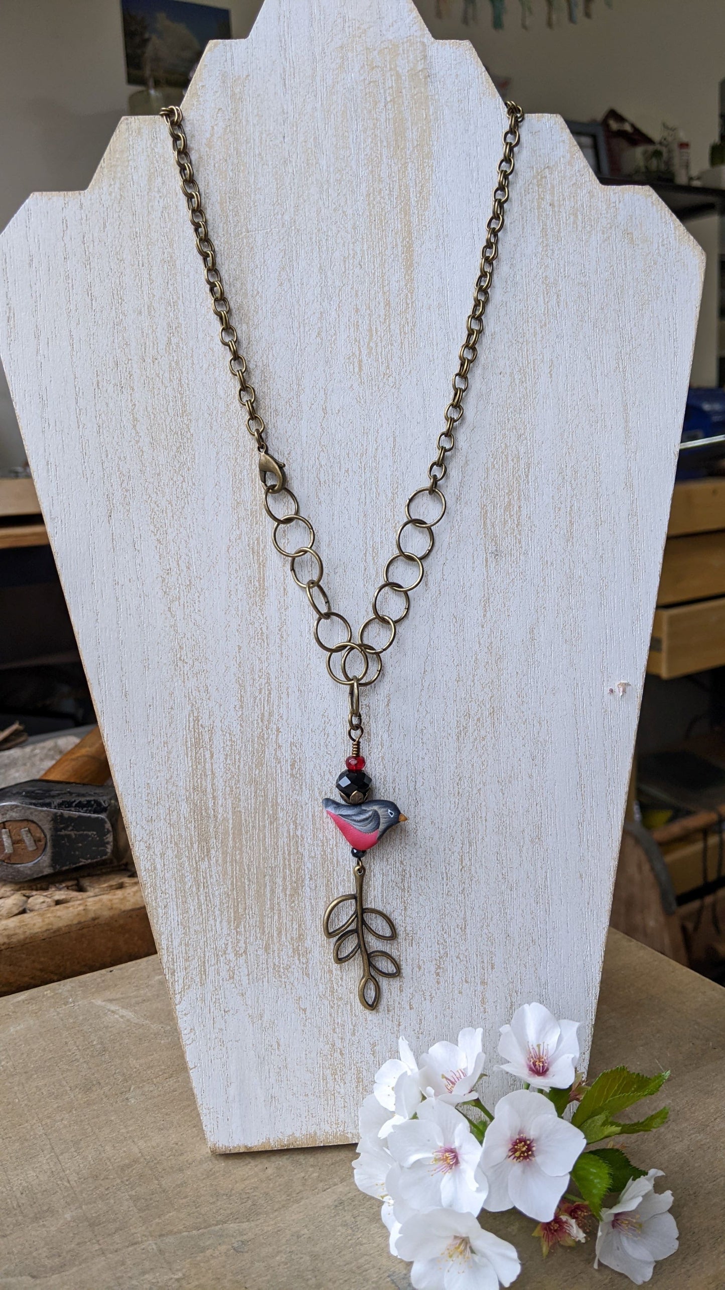 Bird Necklace Red and Black