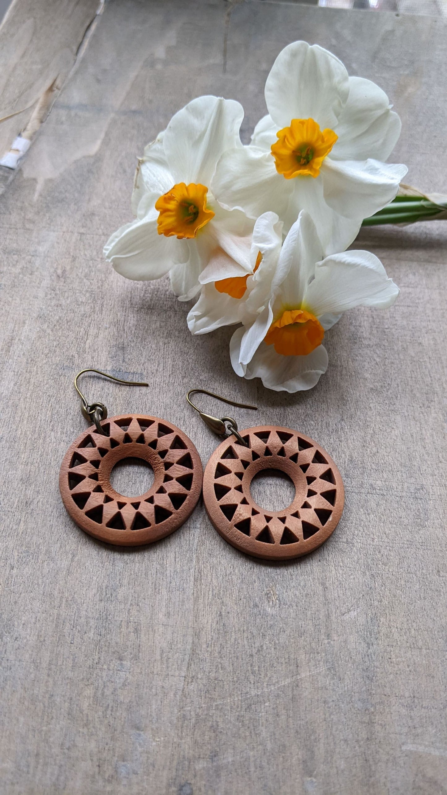 Wood Hoop Earrings ~ Natural Brown