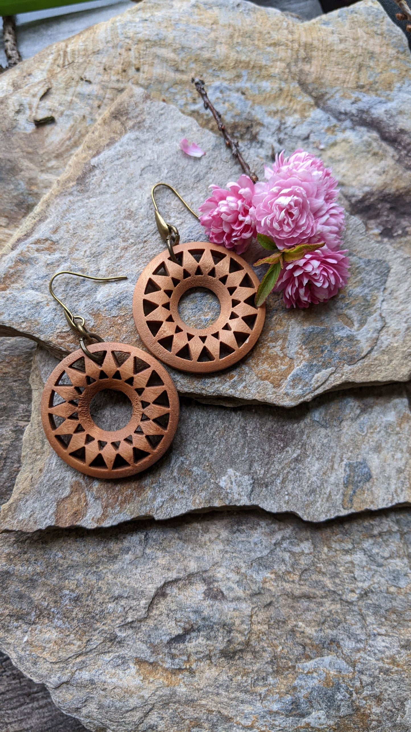 Wood Hoop Earrings ~ Natural Brown