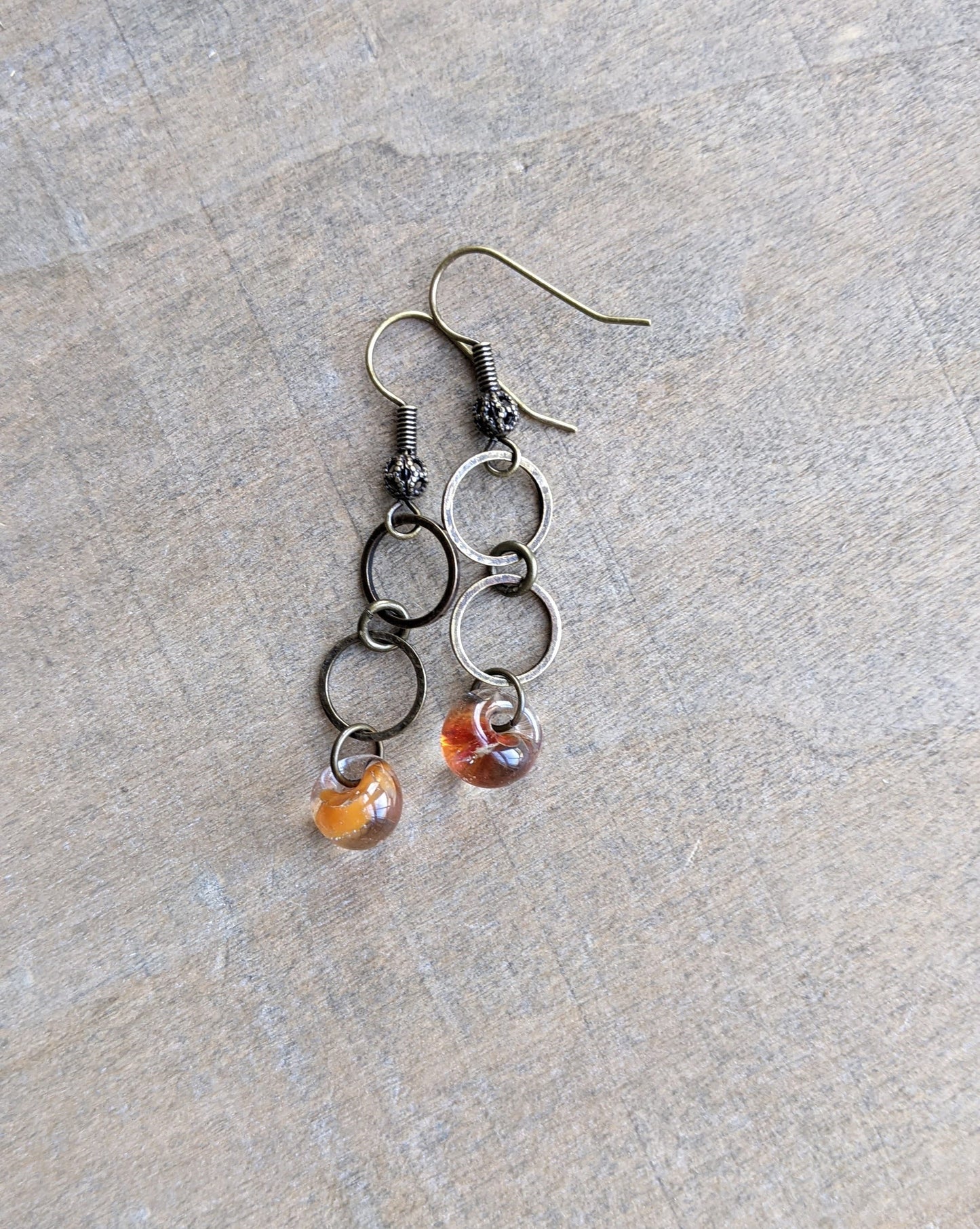 Glass Drop Earrings Tangerine