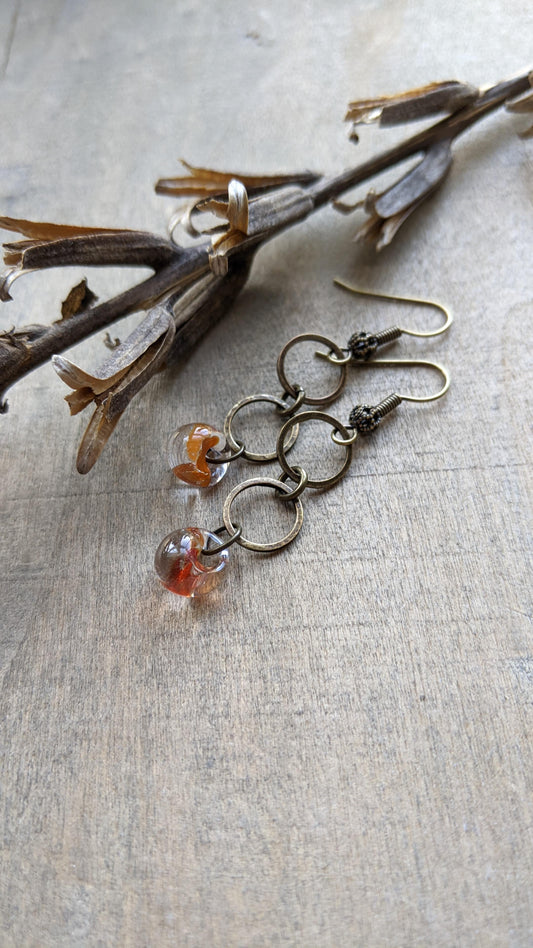Glass Drop Earrings Tangerine