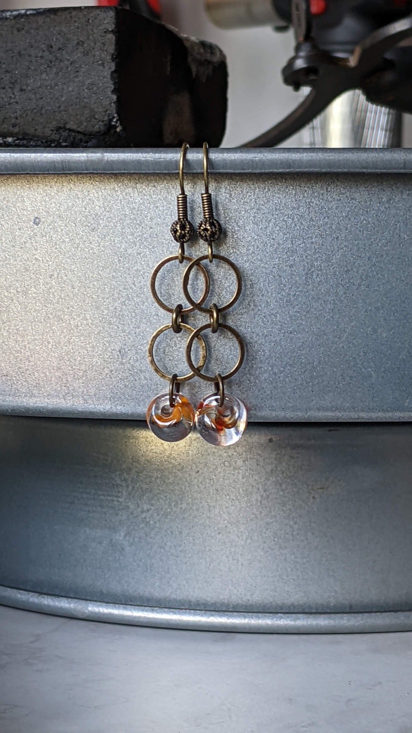 Glass Drop Earrings Tangerine