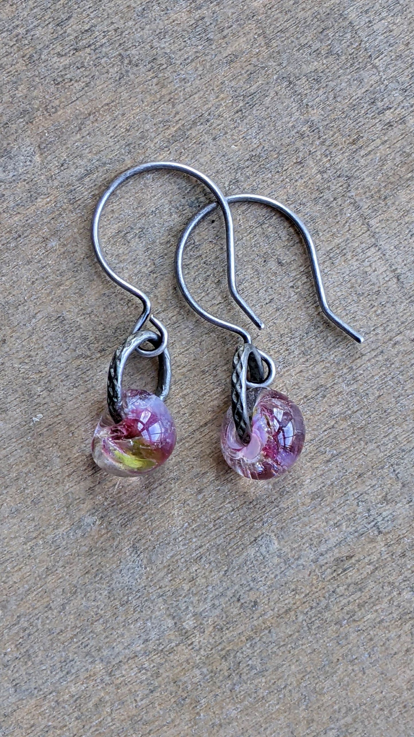 Pink Glass Drop Earrings