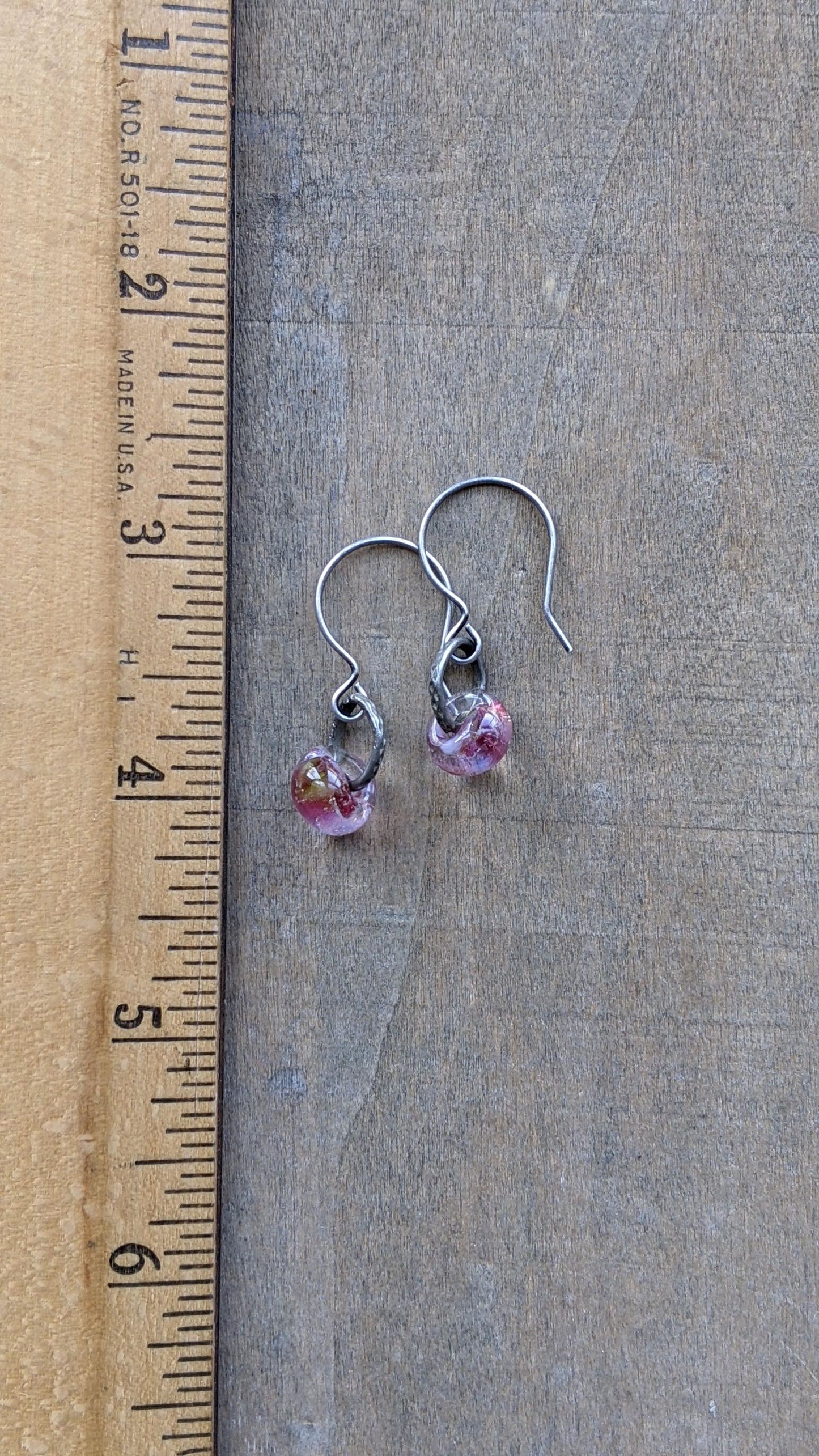 Pink Glass Drop Earrings