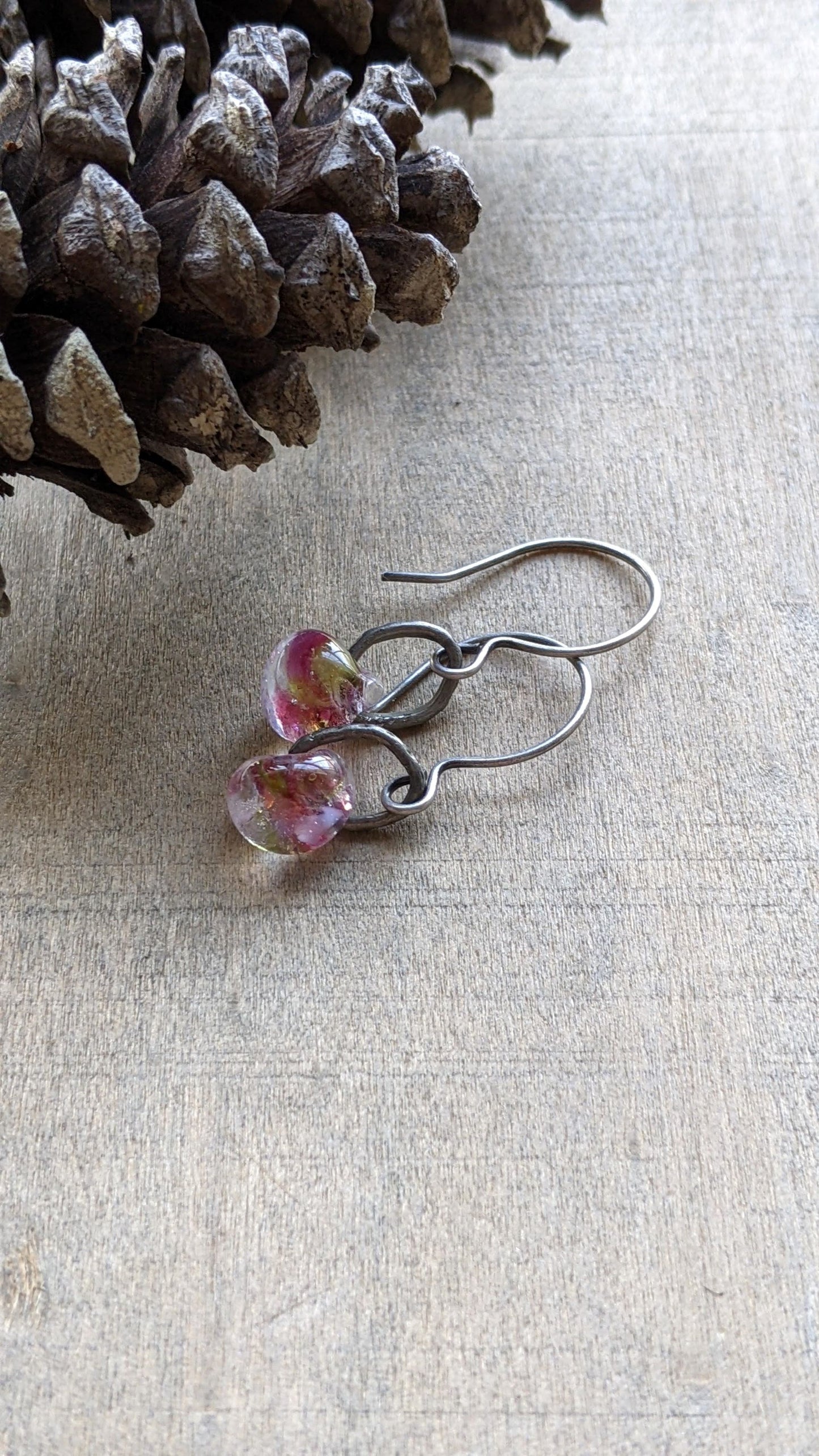 Pink Glass Drop Earrings