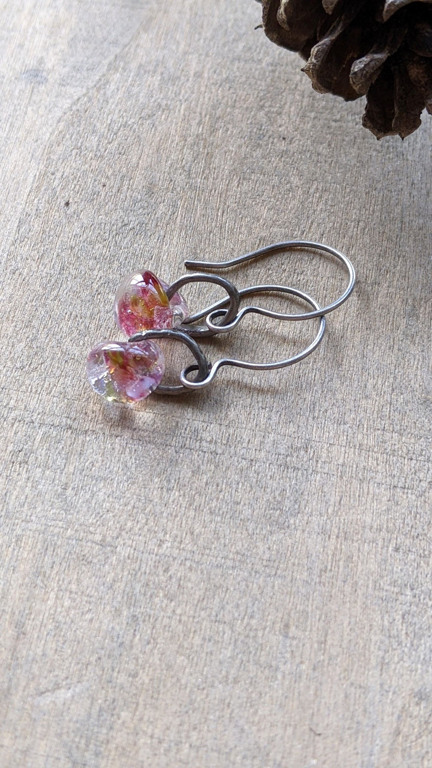 Pink Glass Drop Earrings