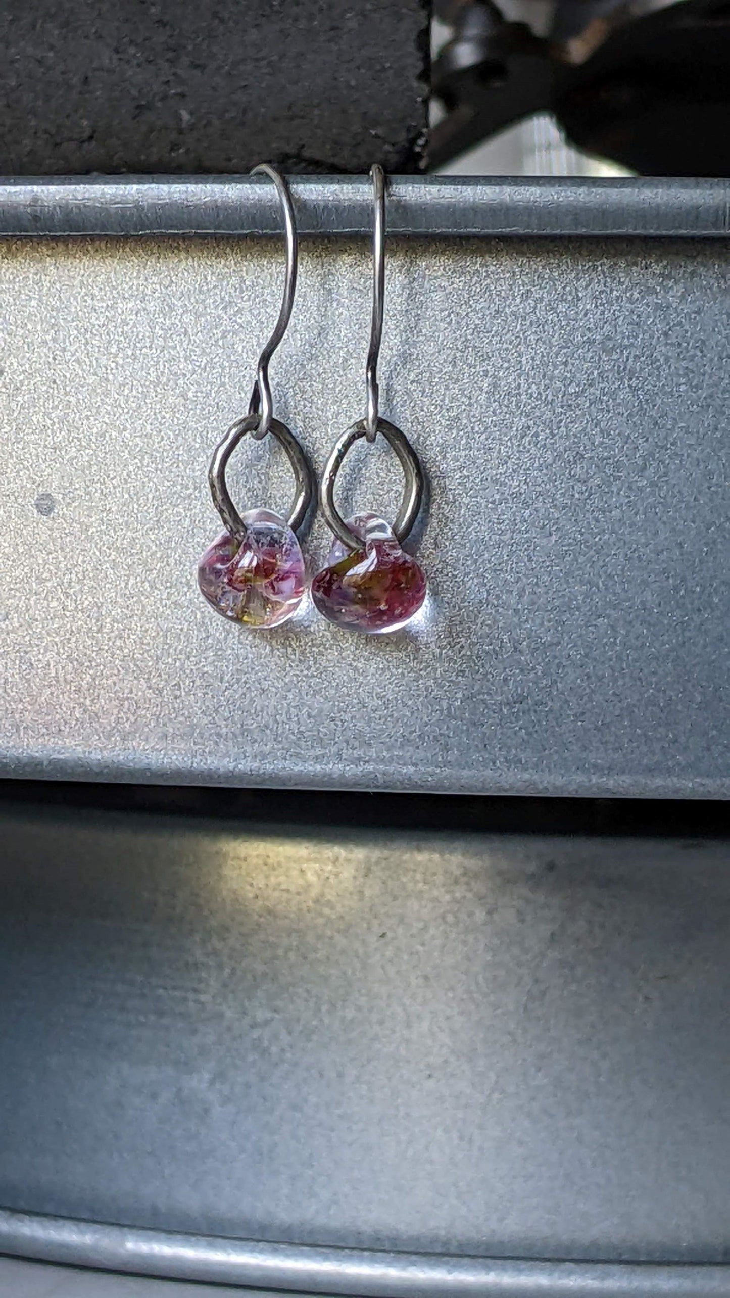 Pink Glass Drop Earrings