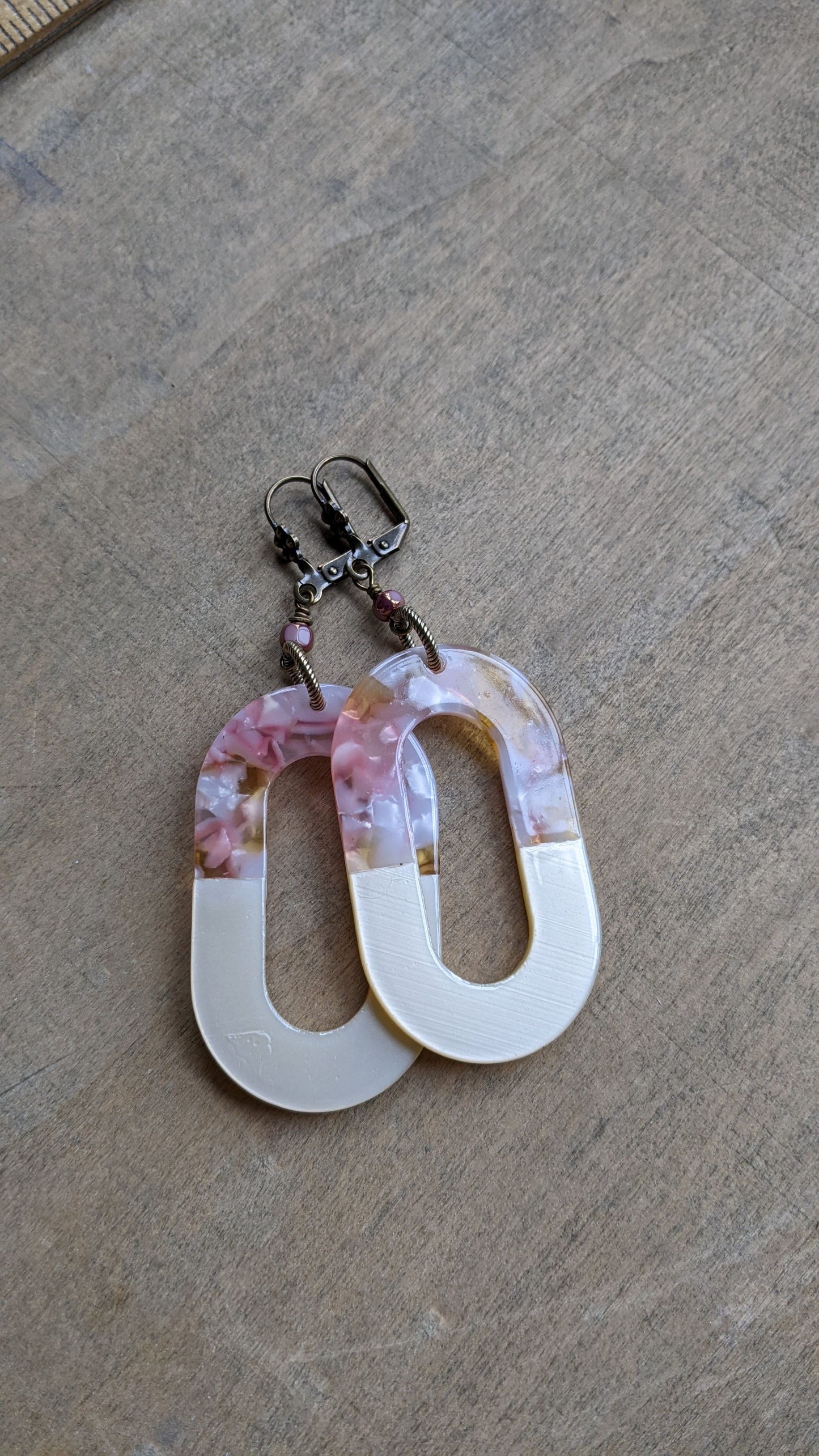 Floral Hoop Earrings ~ Resin